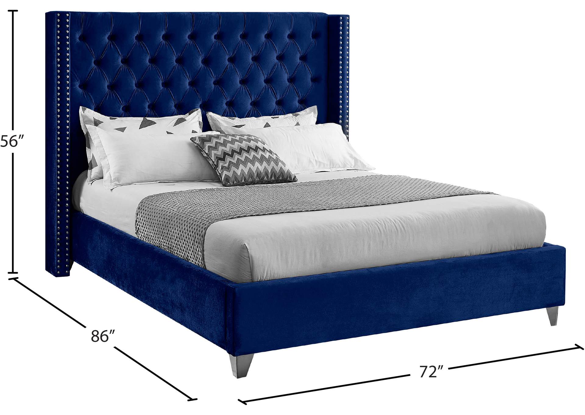 Aiden Navy Velvet Queen Bed Jerusalem Furniture Philadelphia Furniture