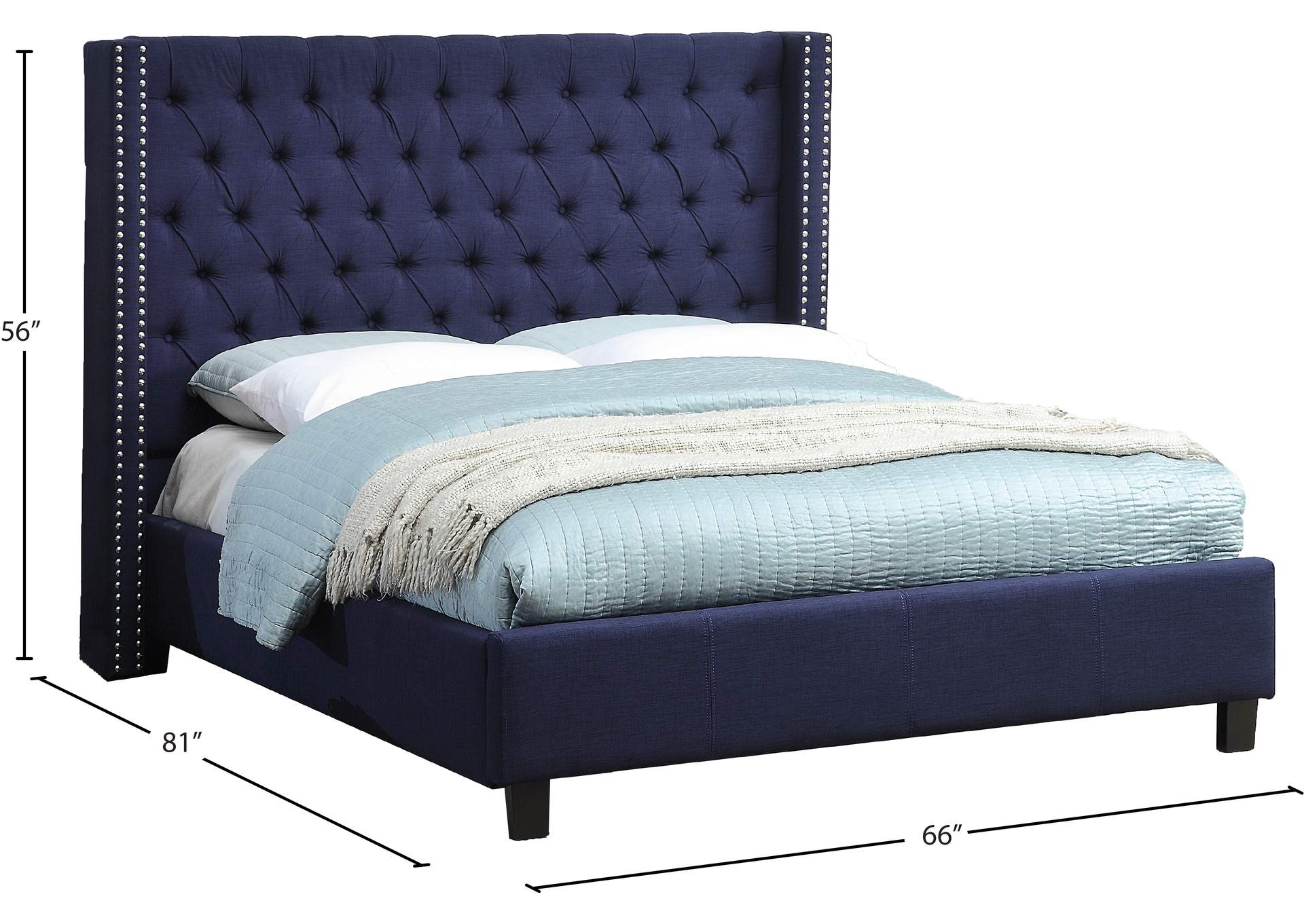 Ashton Navy Linen Textured Full Bed,Meridian Furniture