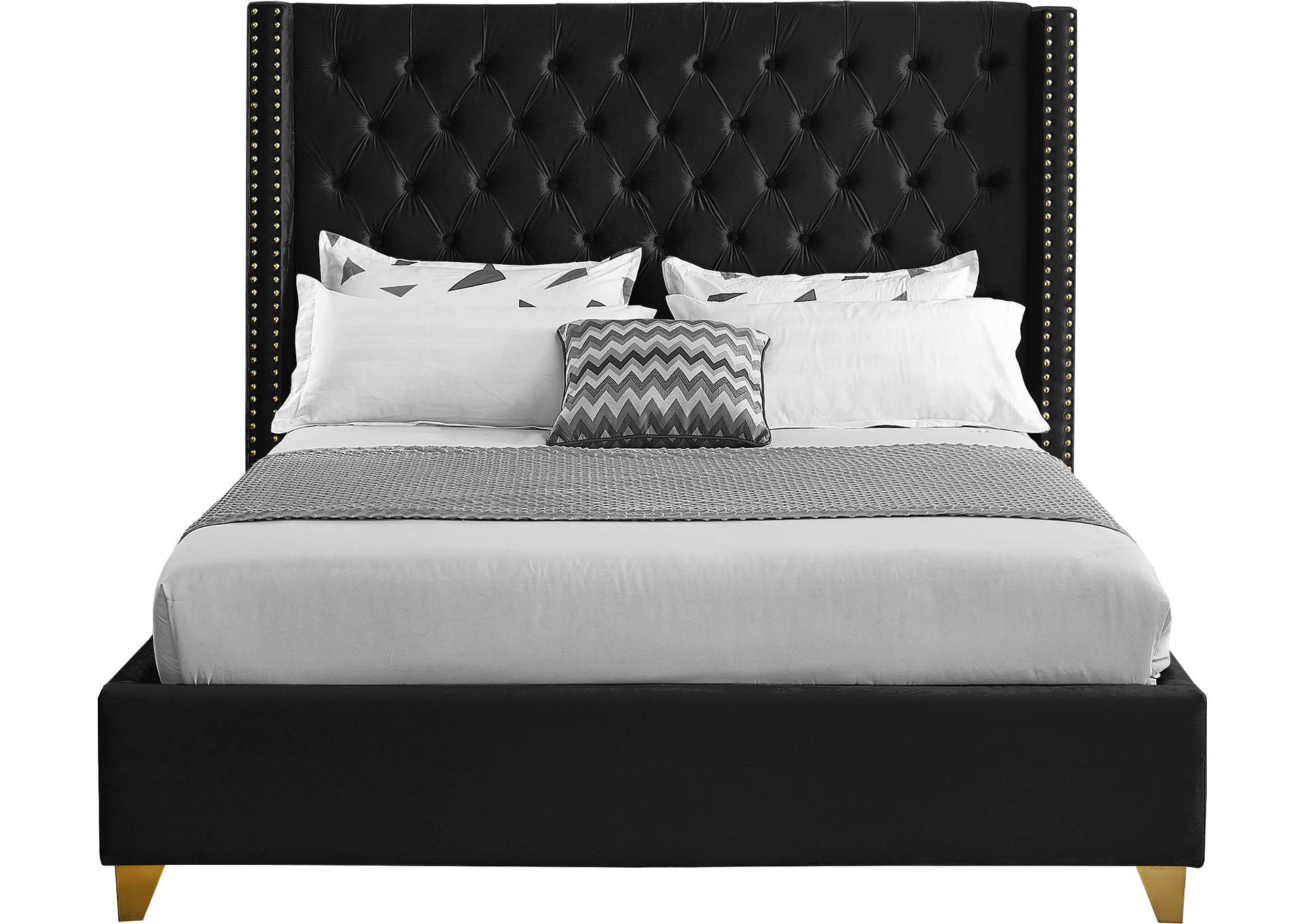 Barolo Black Velvet King Bed,Meridian Furniture