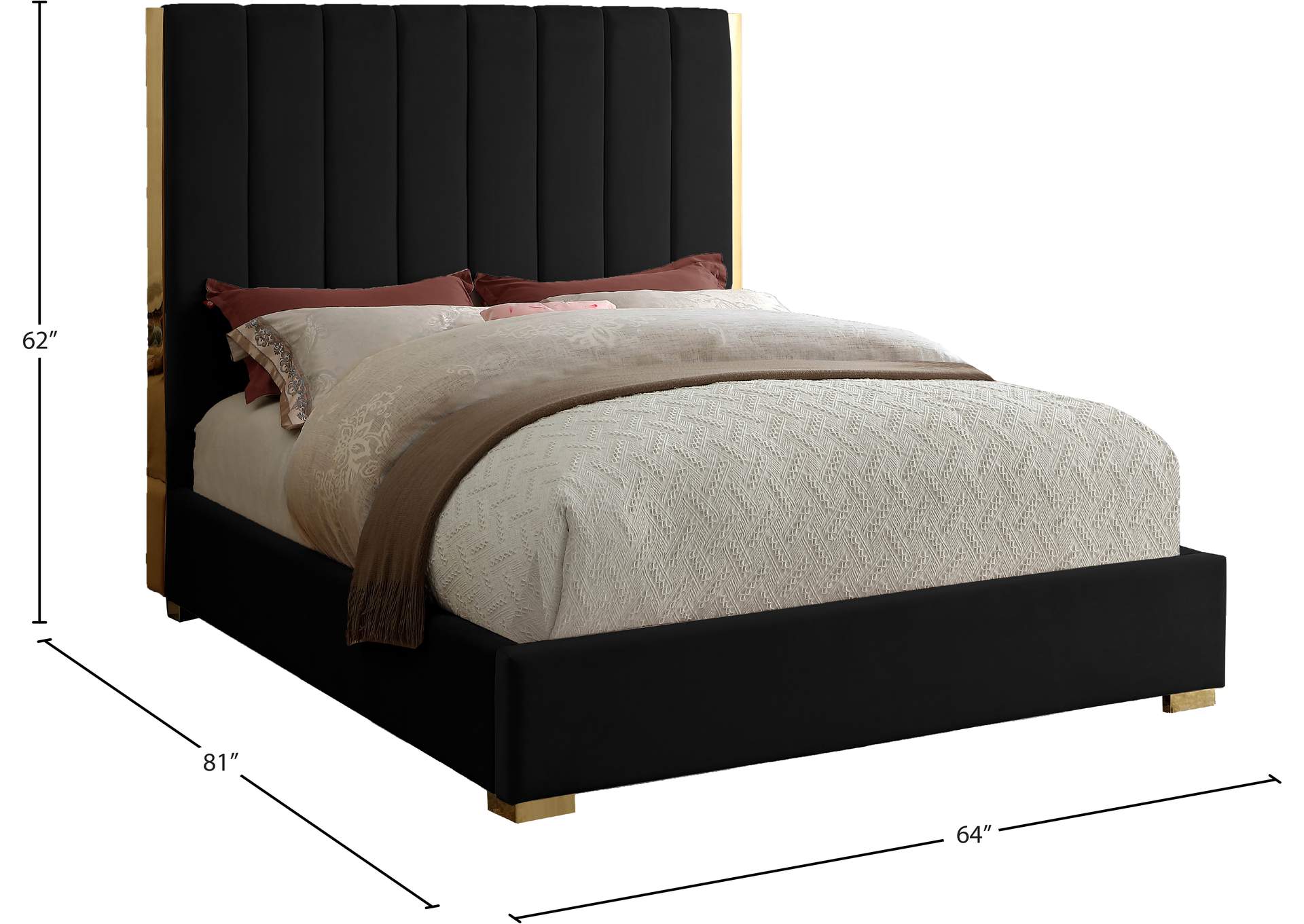 Becca Black Velvet Full Bed,Meridian Furniture