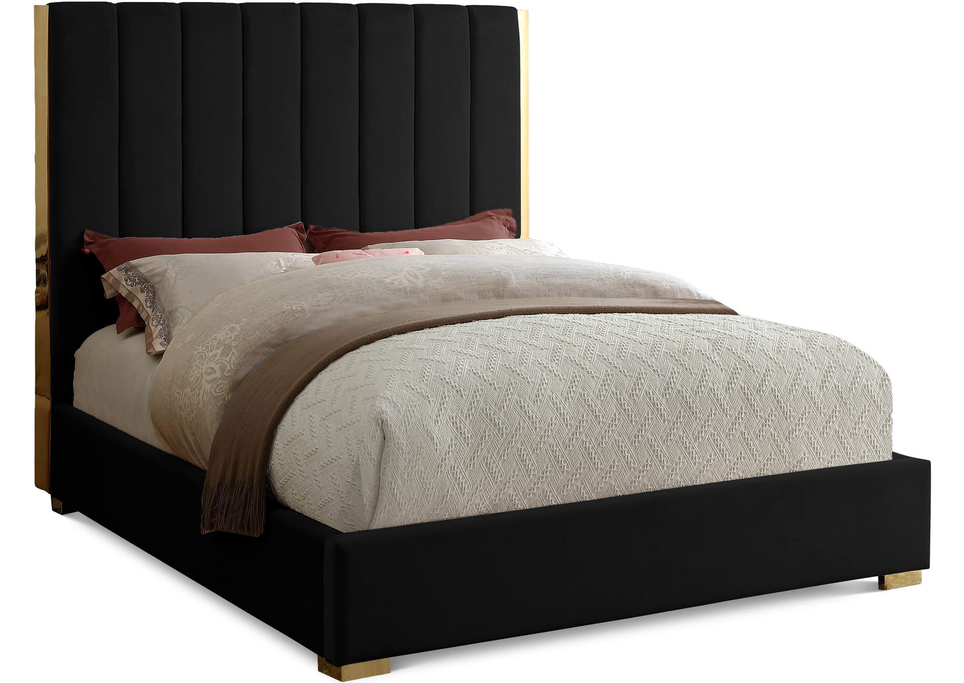 Becca Black Velvet King Bed,Meridian Furniture