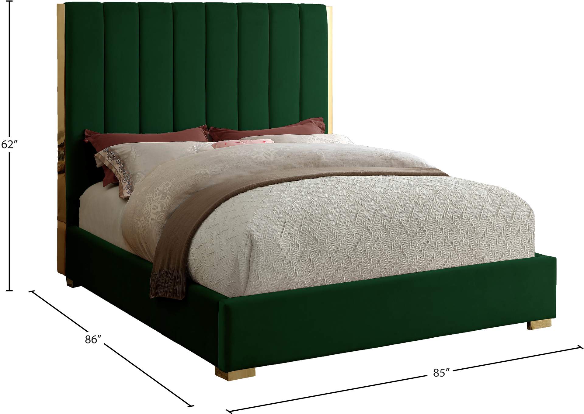 Becca Green Velvet King Bed,Meridian Furniture