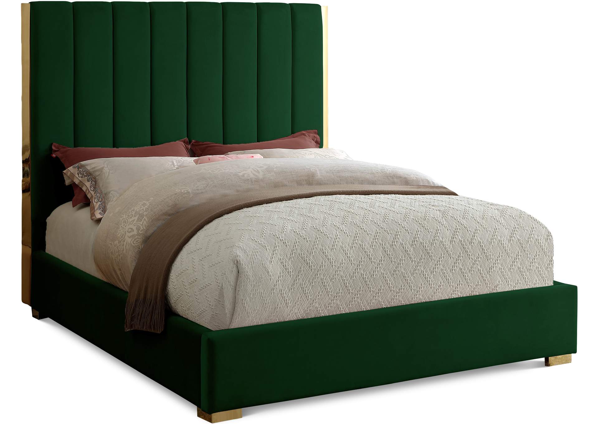 Becca Green Velvet King Bed,Meridian Furniture