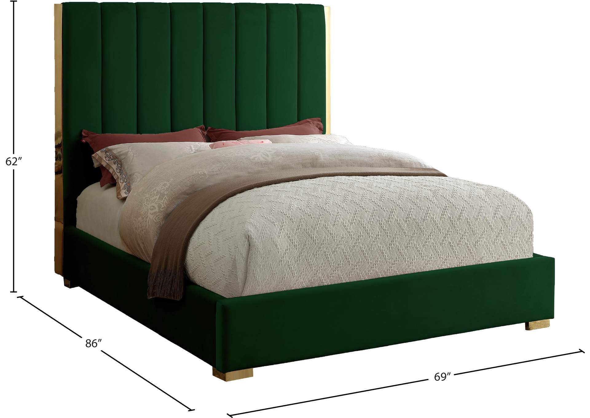 Becca Green Velvet Queen Bed,Meridian Furniture