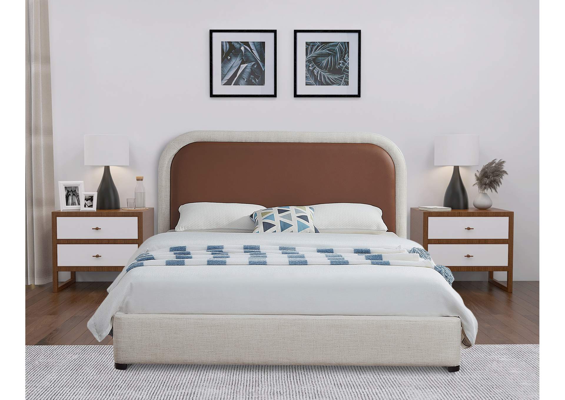 Blake Brown Faux Leather King Bed,Meridian Furniture