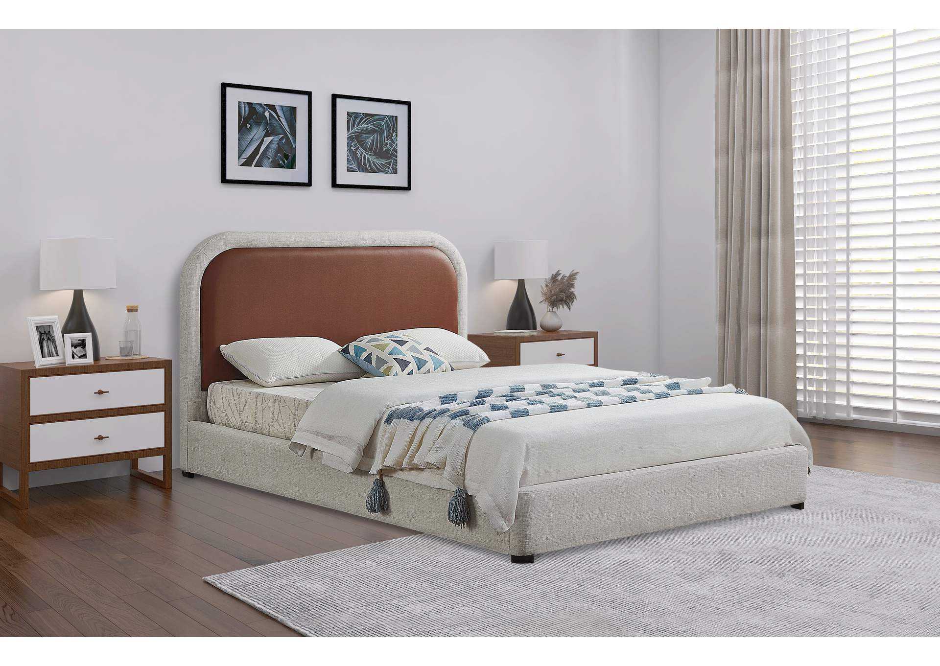 Blake Brown Faux Leather Queen Bed,Meridian Furniture