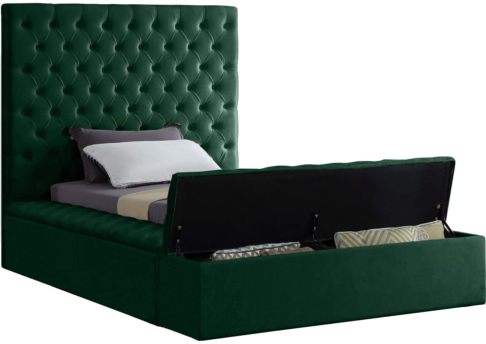 Bliss Green Velvet Twin Bed (3 Boxes),Meridian Furniture