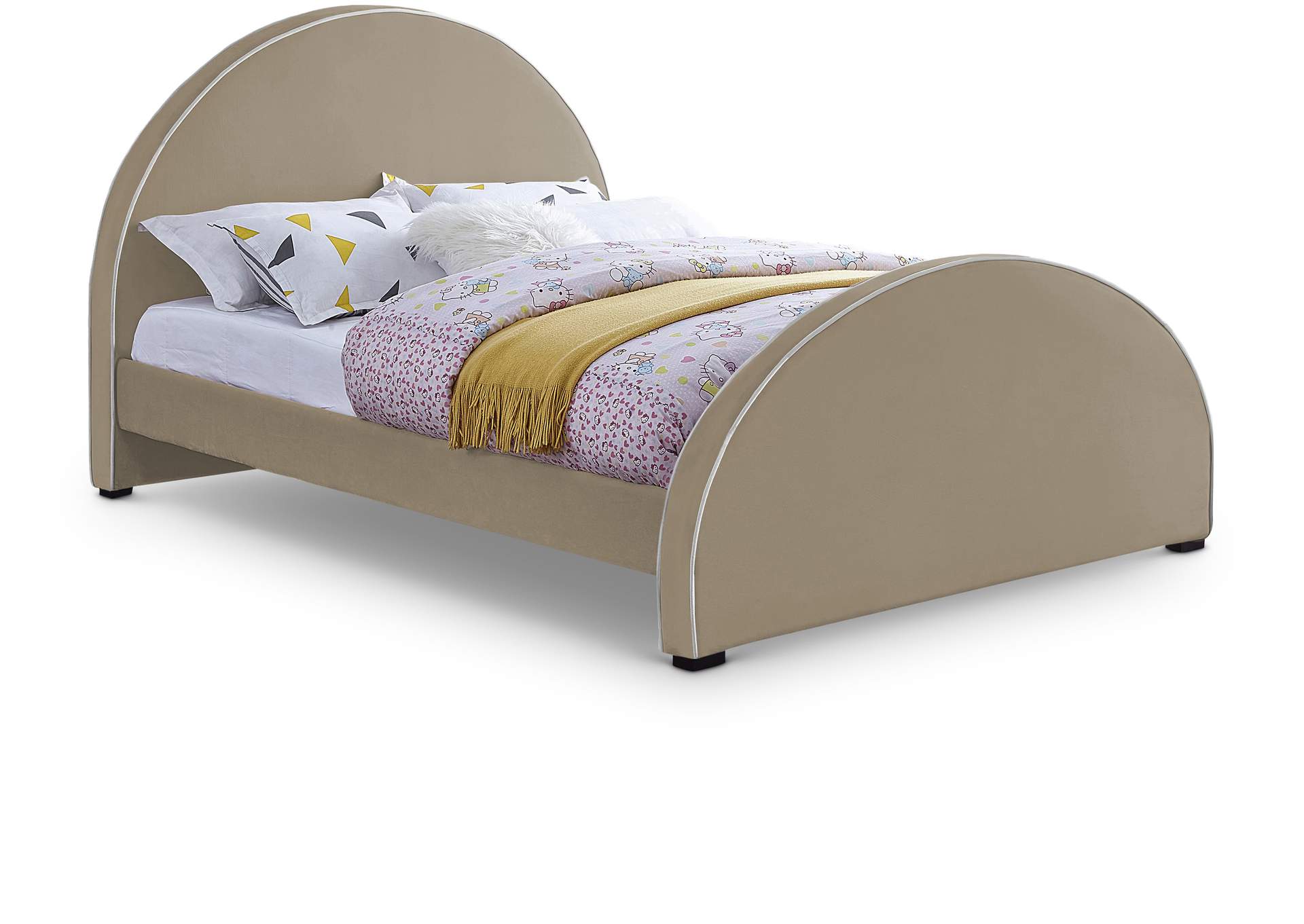 Brody Beige Velvet Full Bed,Meridian Furniture