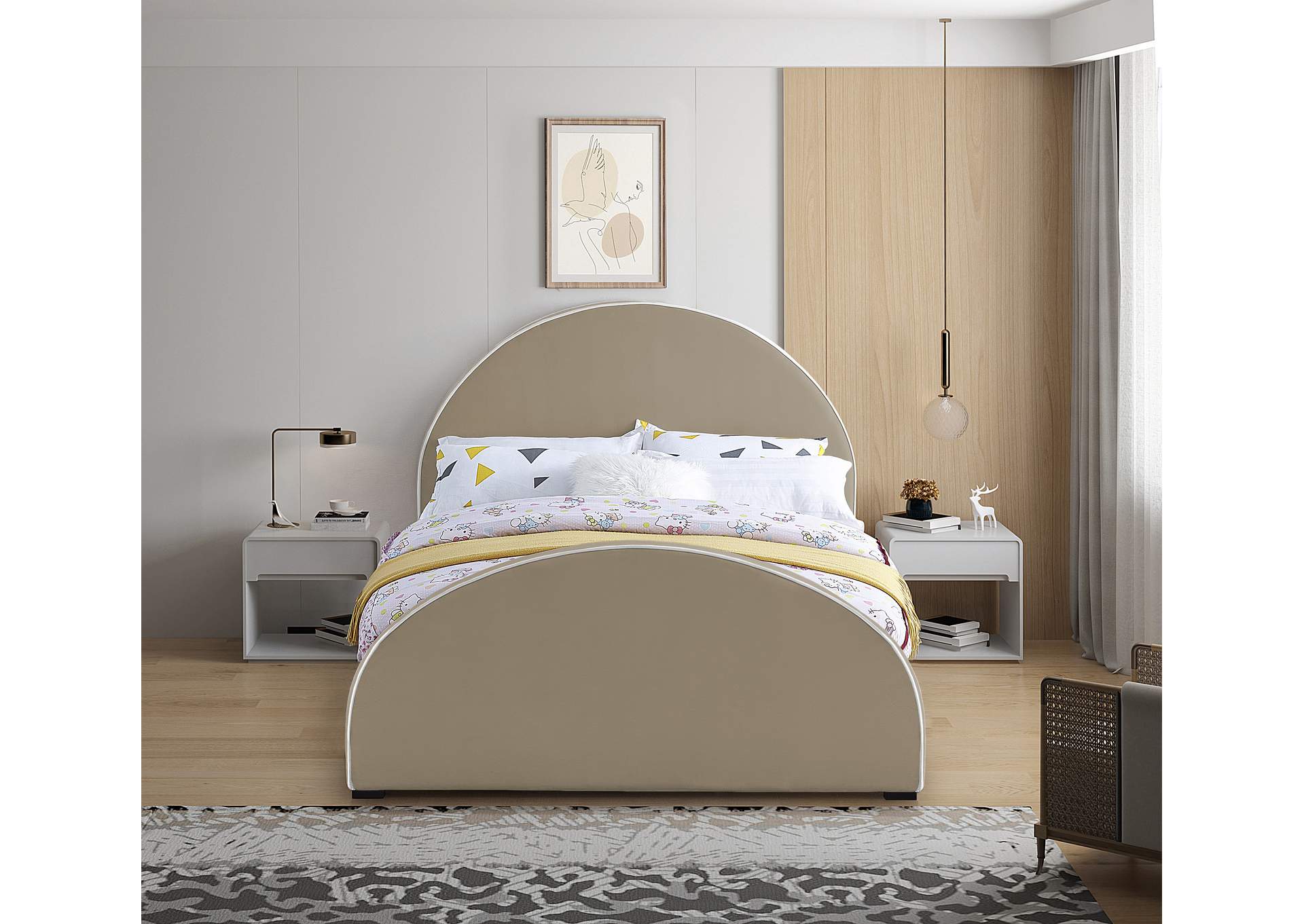 Brody Beige Velvet Full Bed,Meridian Furniture