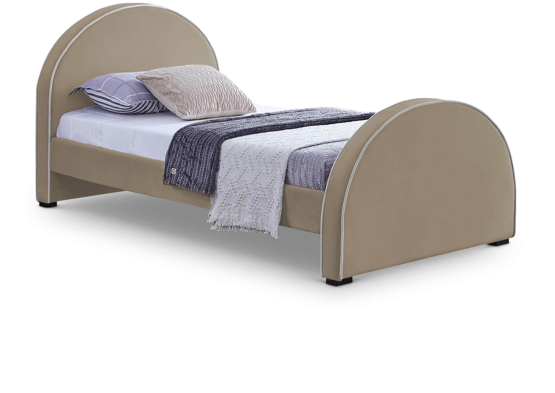 Brody Beige Velvet Twin Bed,Meridian Furniture