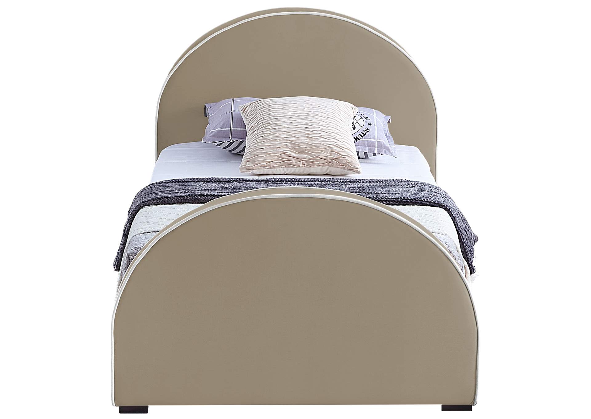 Brody Beige Velvet Twin Bed,Meridian Furniture