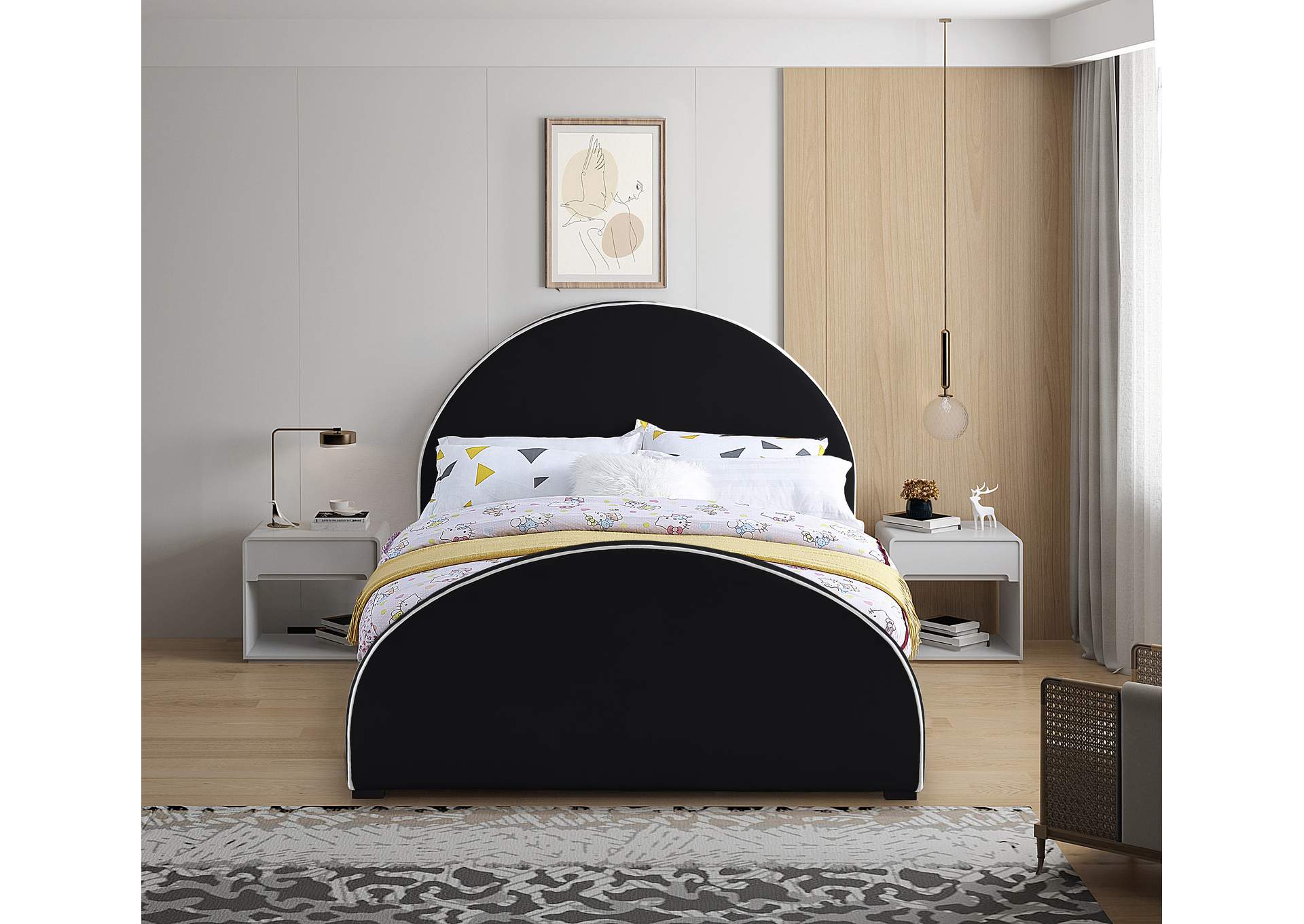 Brody Black Velvet King Bed,Meridian Furniture