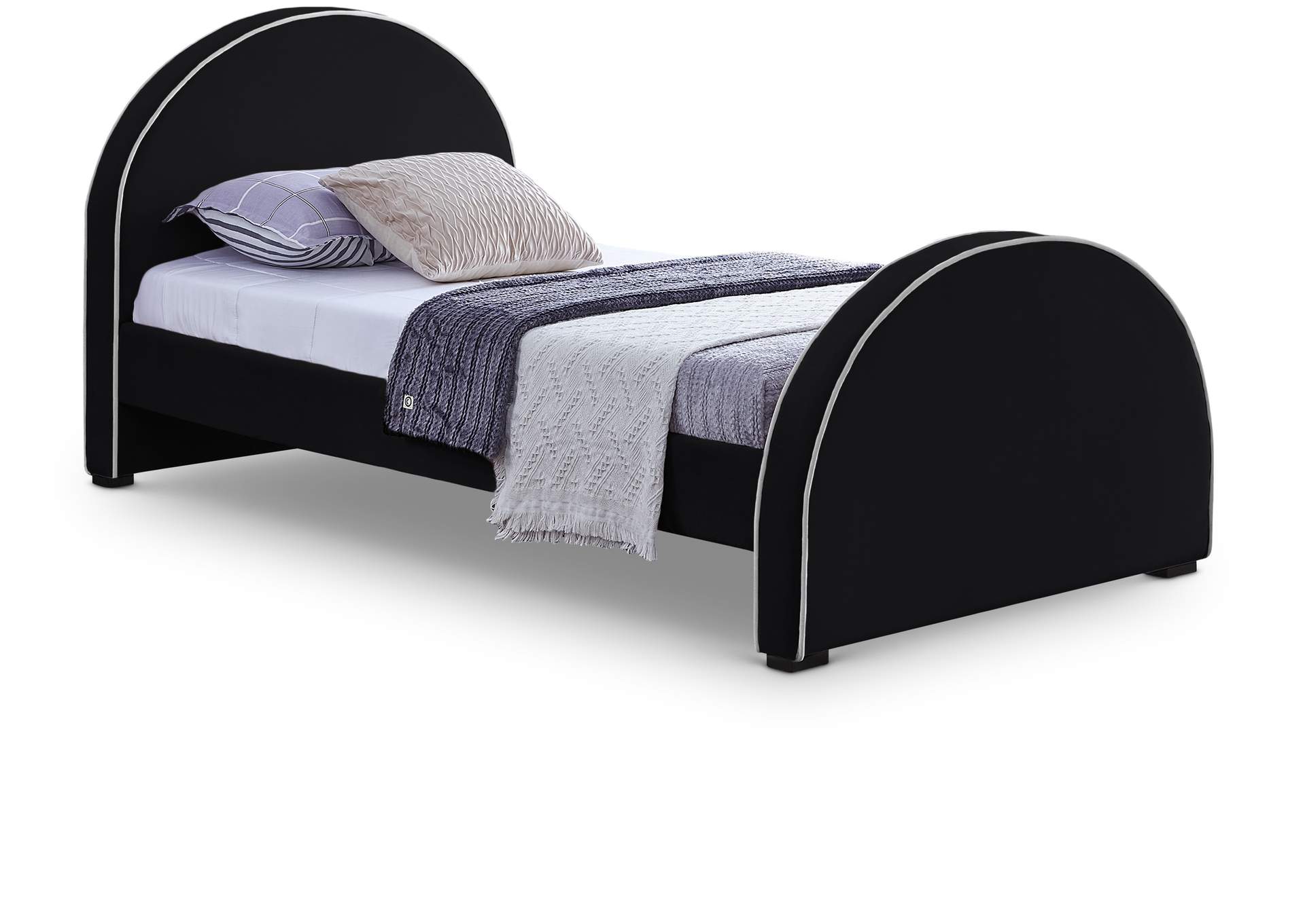 Brody Black Velvet Twin Bed,Meridian Furniture