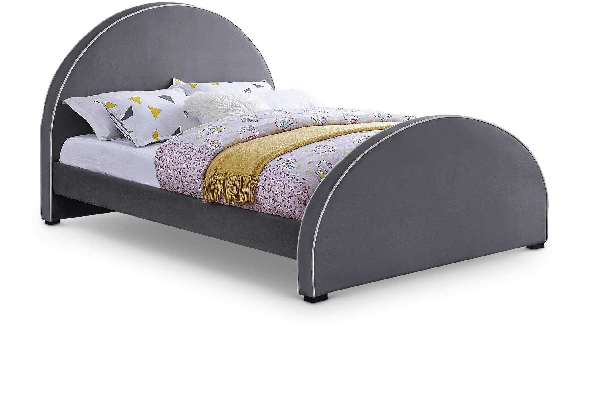 Brody Grey Velvet Full Bed,Meridian Furniture