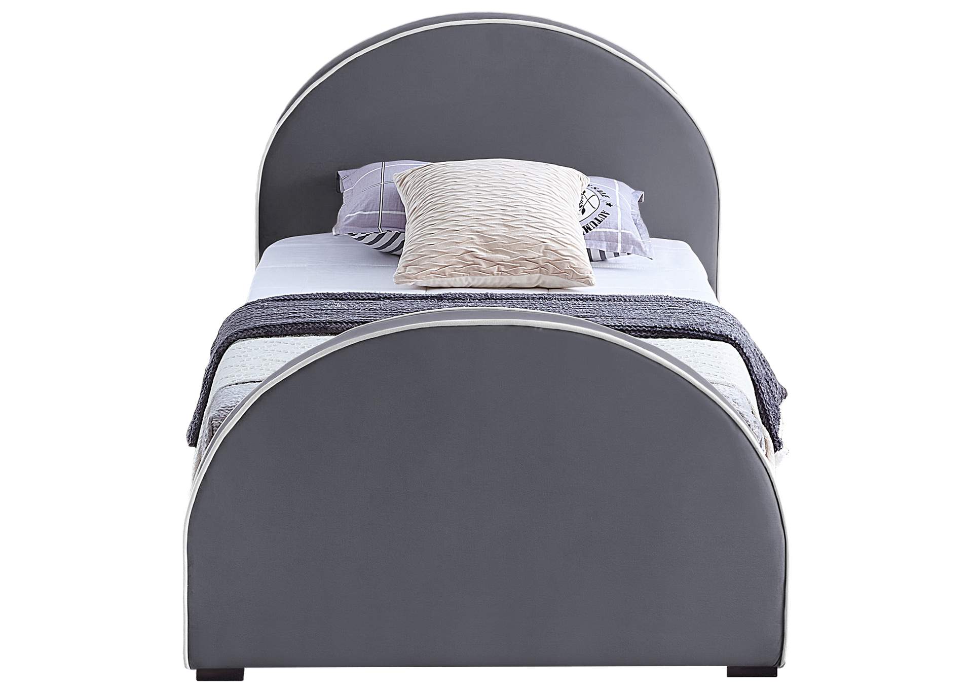 Brody Grey Velvet Twin Bed,Meridian Furniture