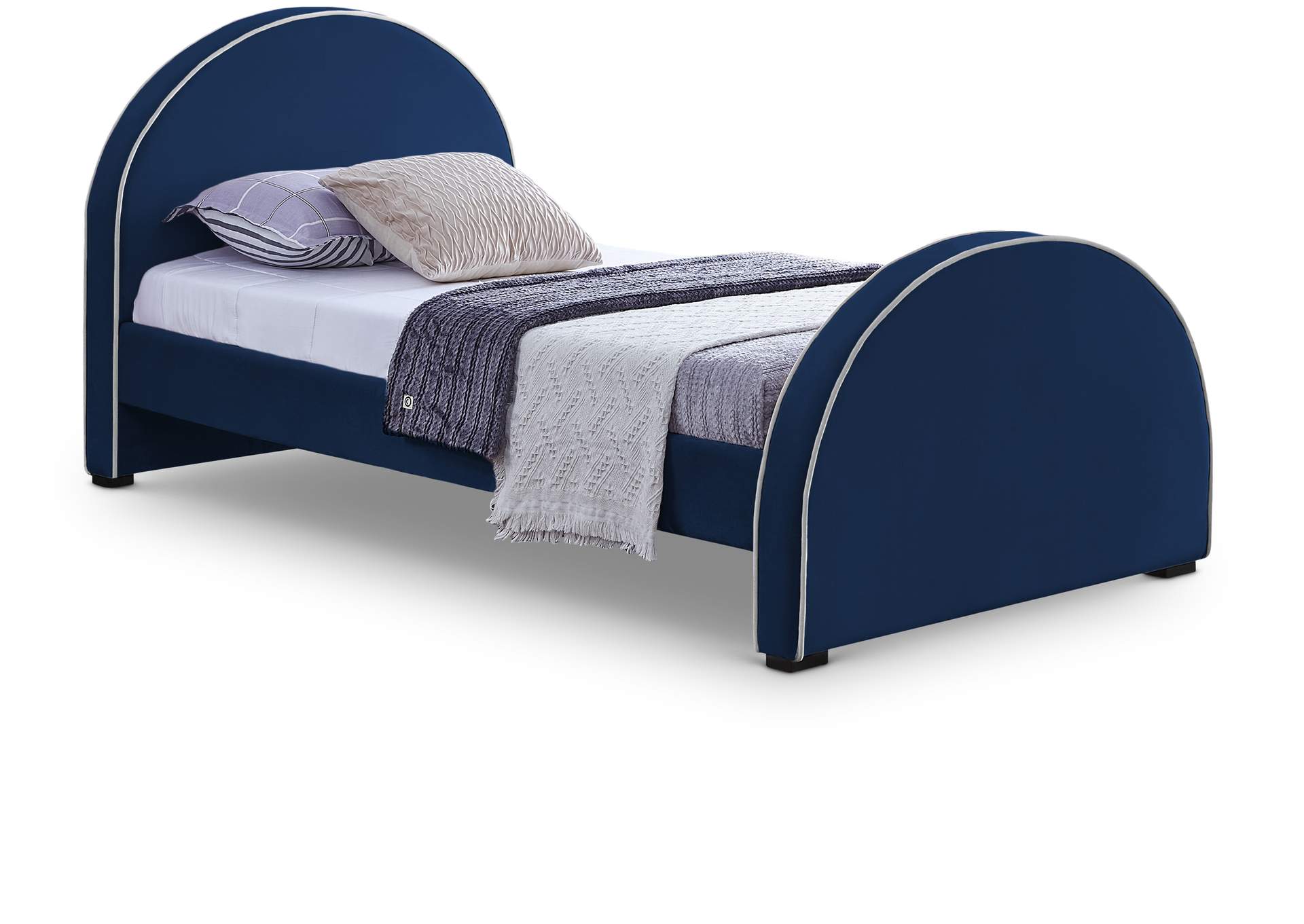 Brody Navy Velvet Twin Bed,Meridian Furniture