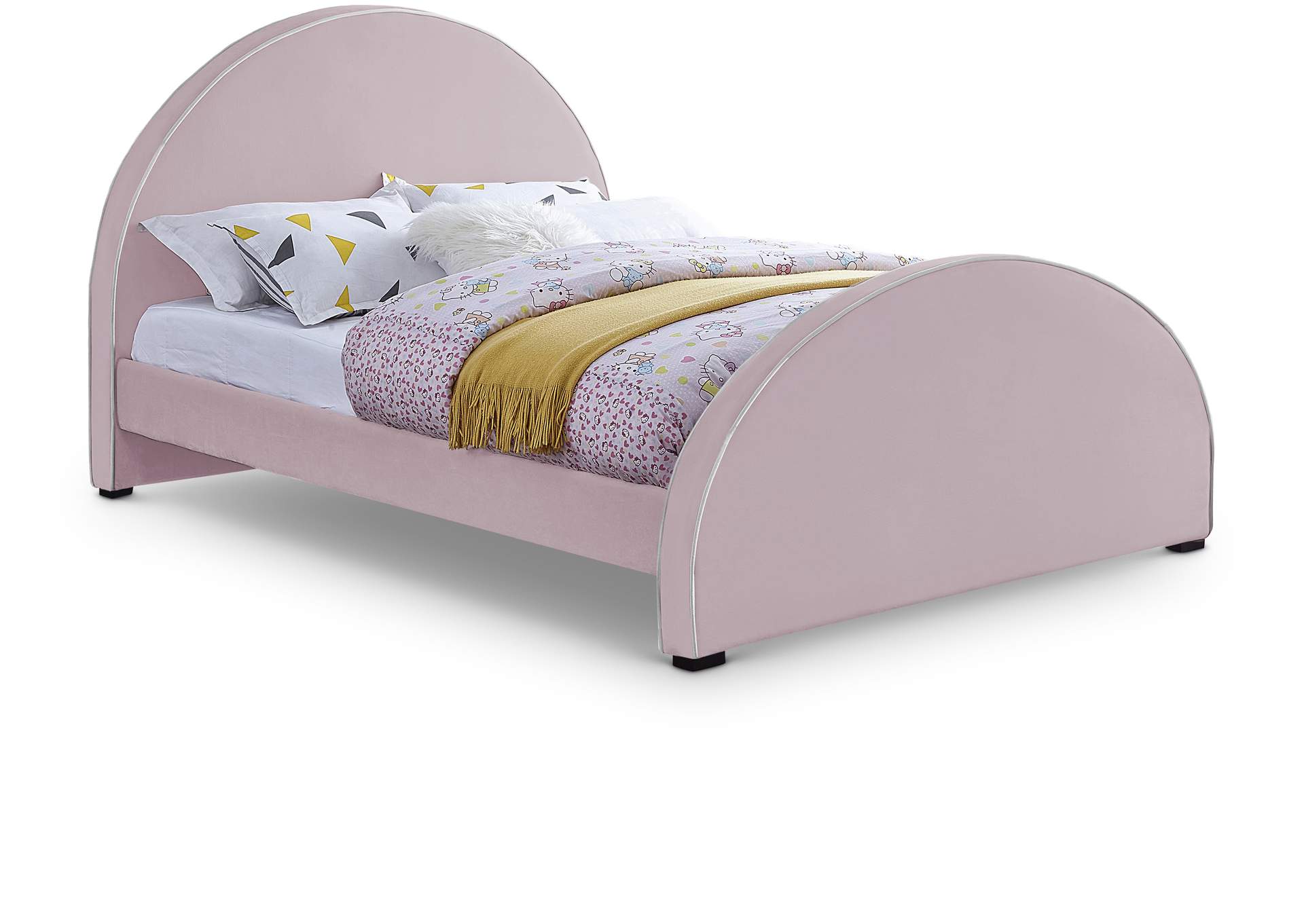 Brody Pink Velvet Full Bed,Meridian Furniture