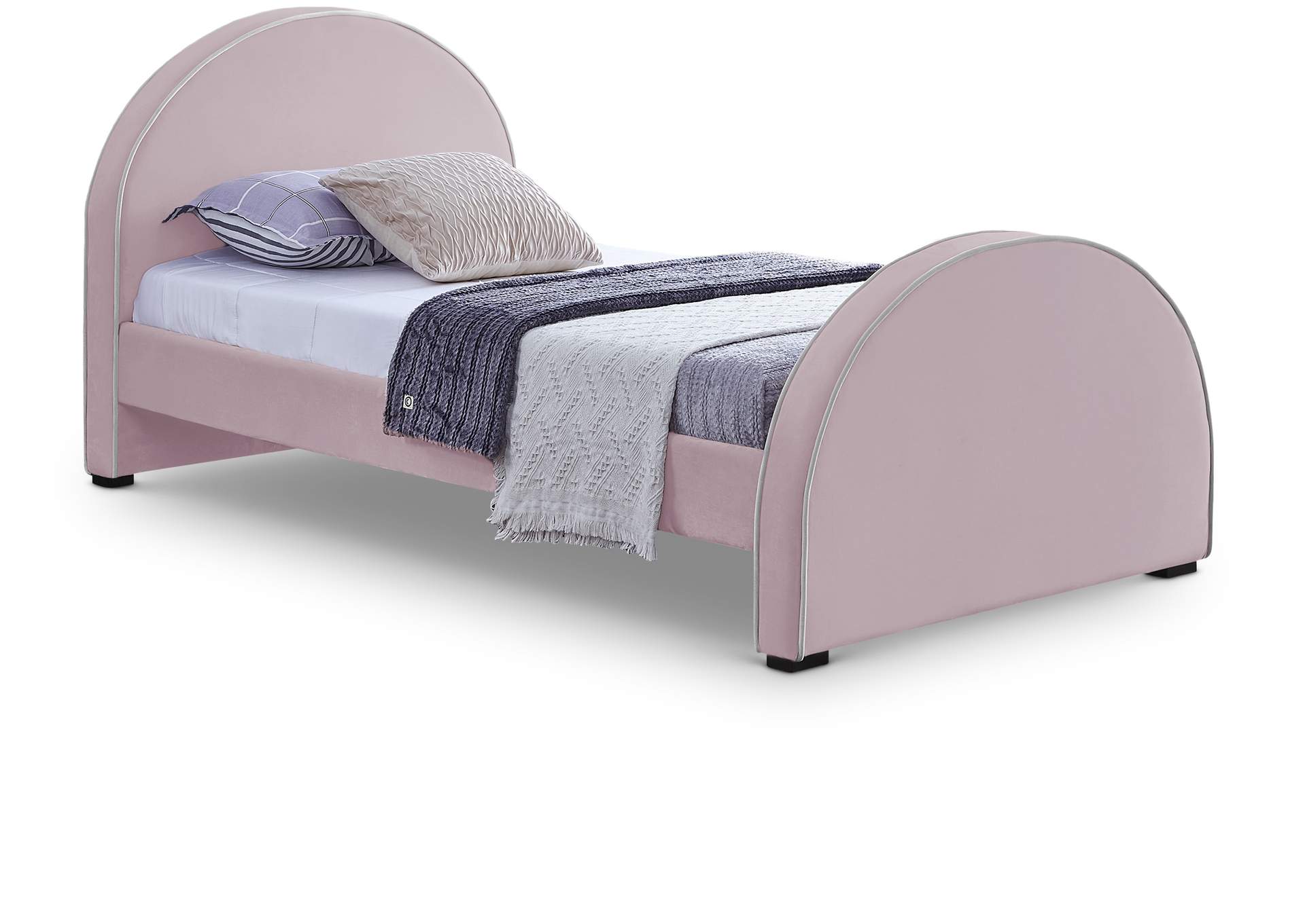 Brody Pink Velvet Twin Bed,Meridian Furniture