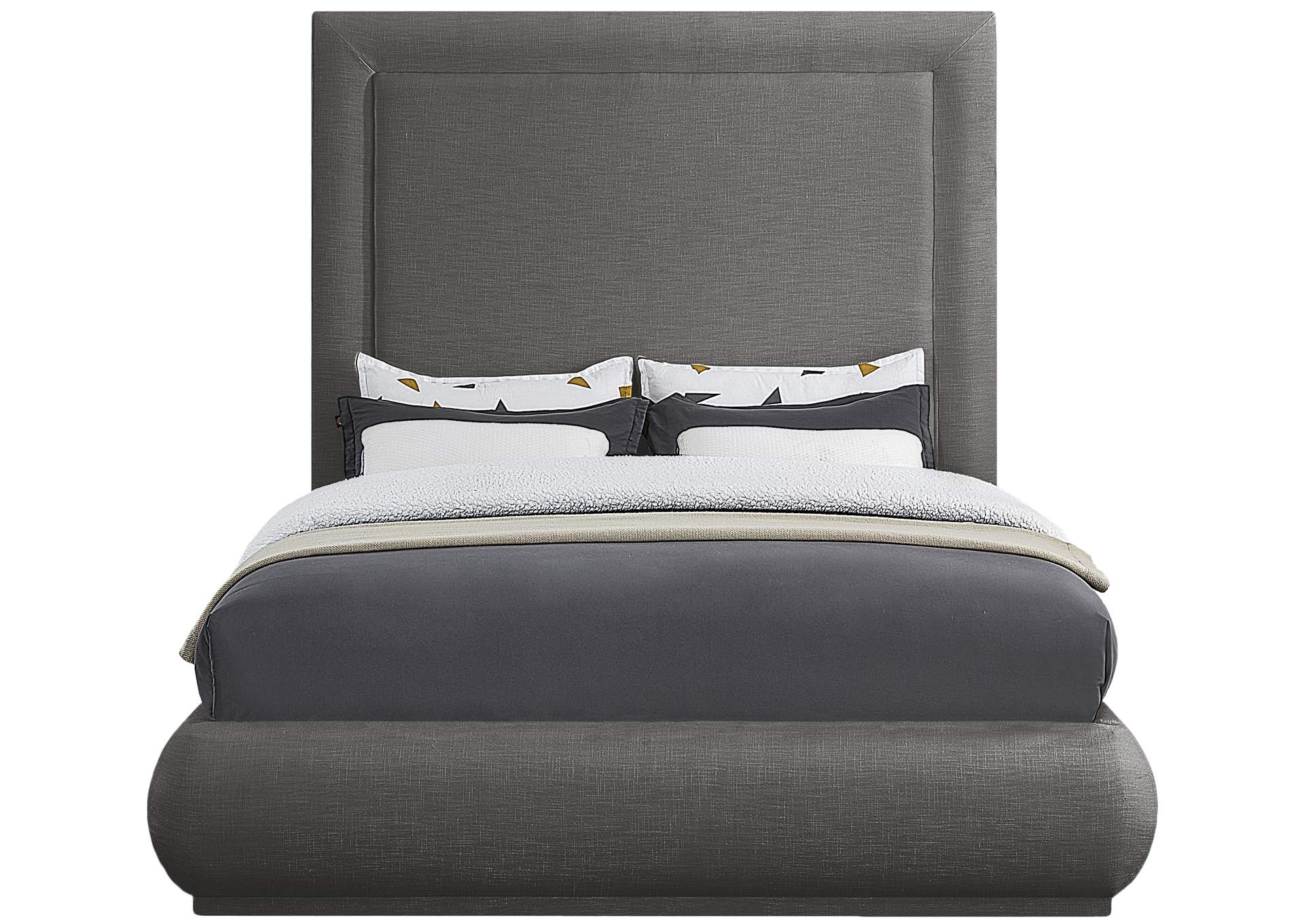 Brooke Grey Linen Textured Fabric King Bed,Meridian Furniture