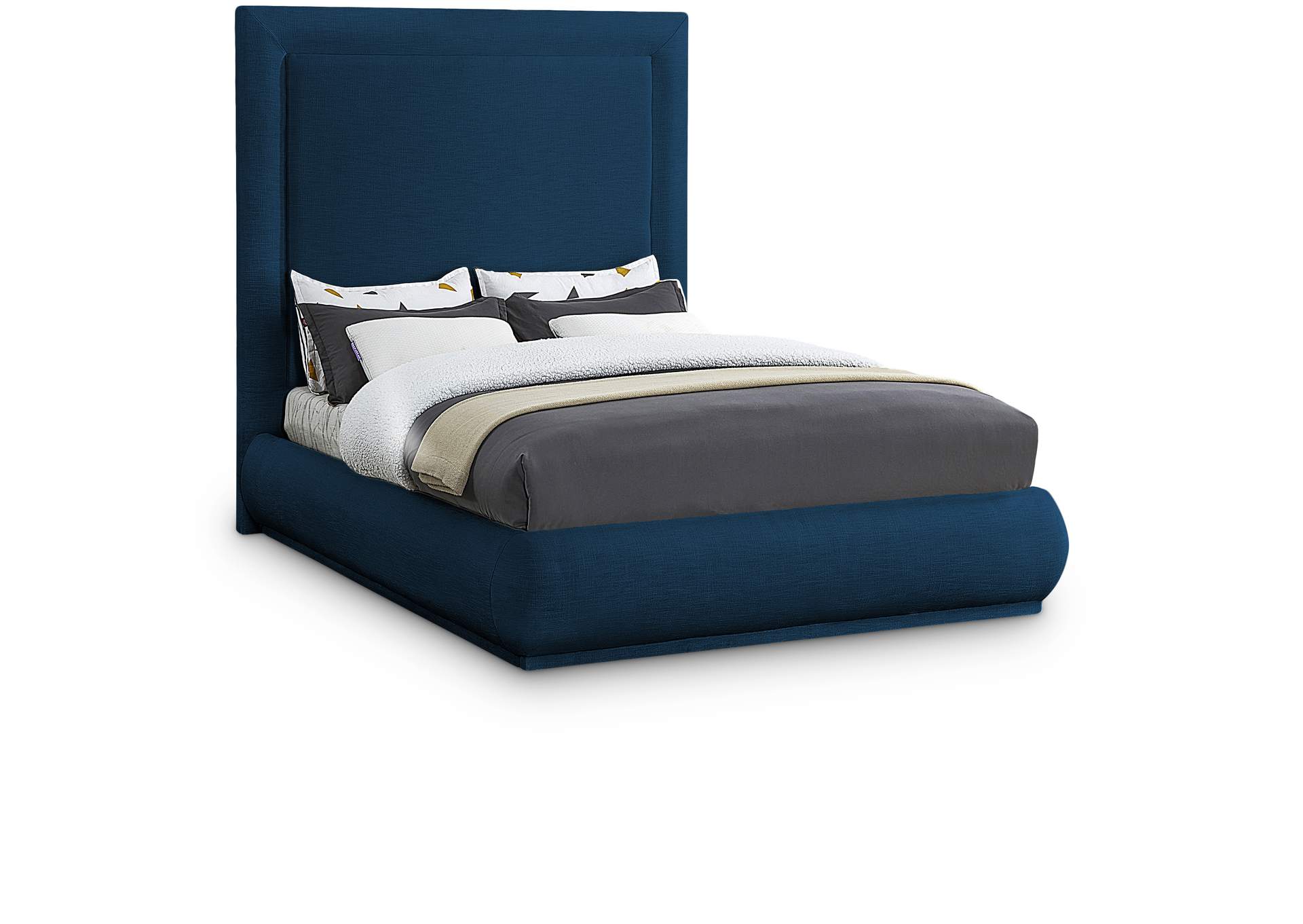 Brooke Navy Linen Textured Fabric King Bed,Meridian Furniture