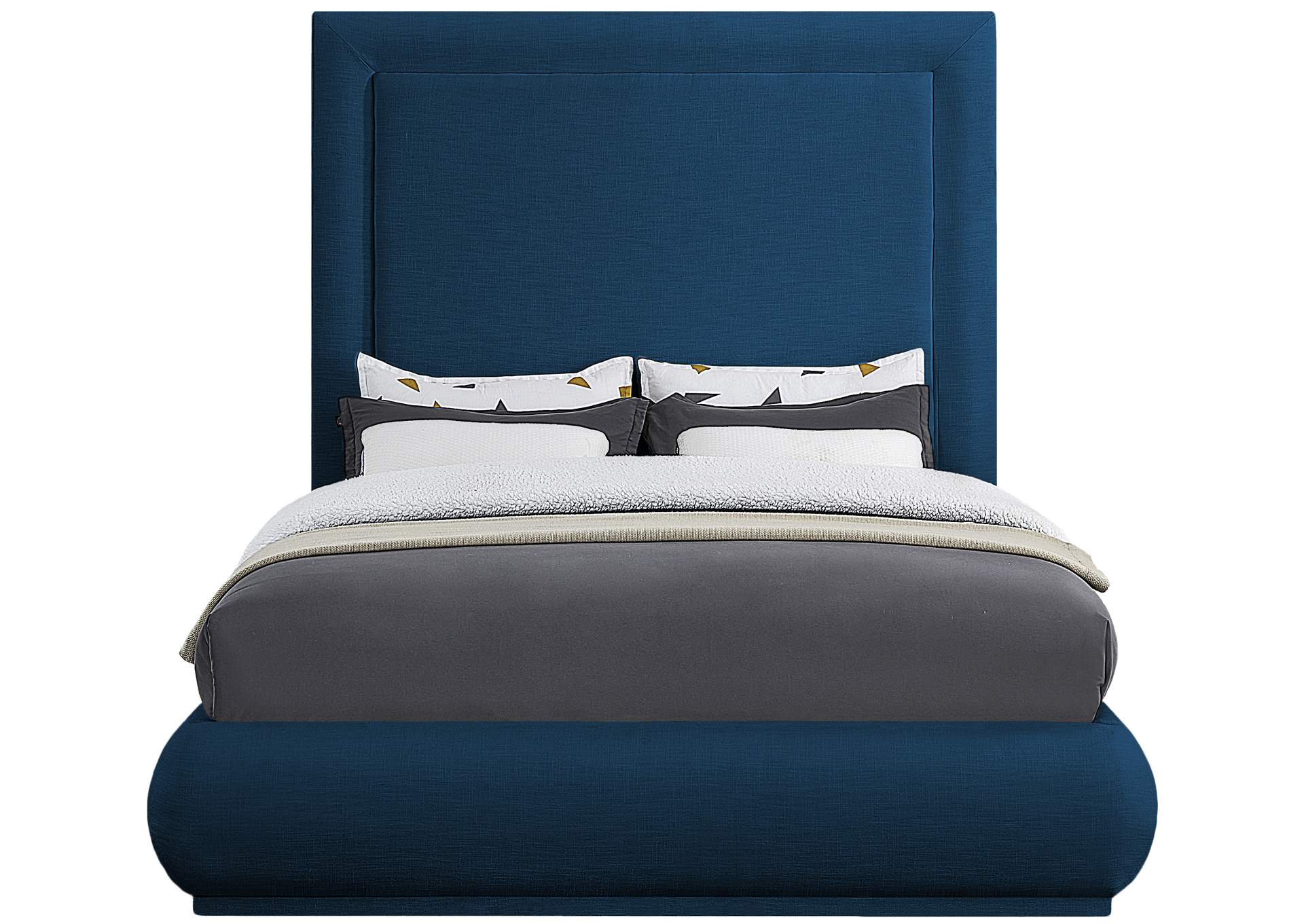 Brooke Navy Linen Textured Fabric King Bed,Meridian Furniture