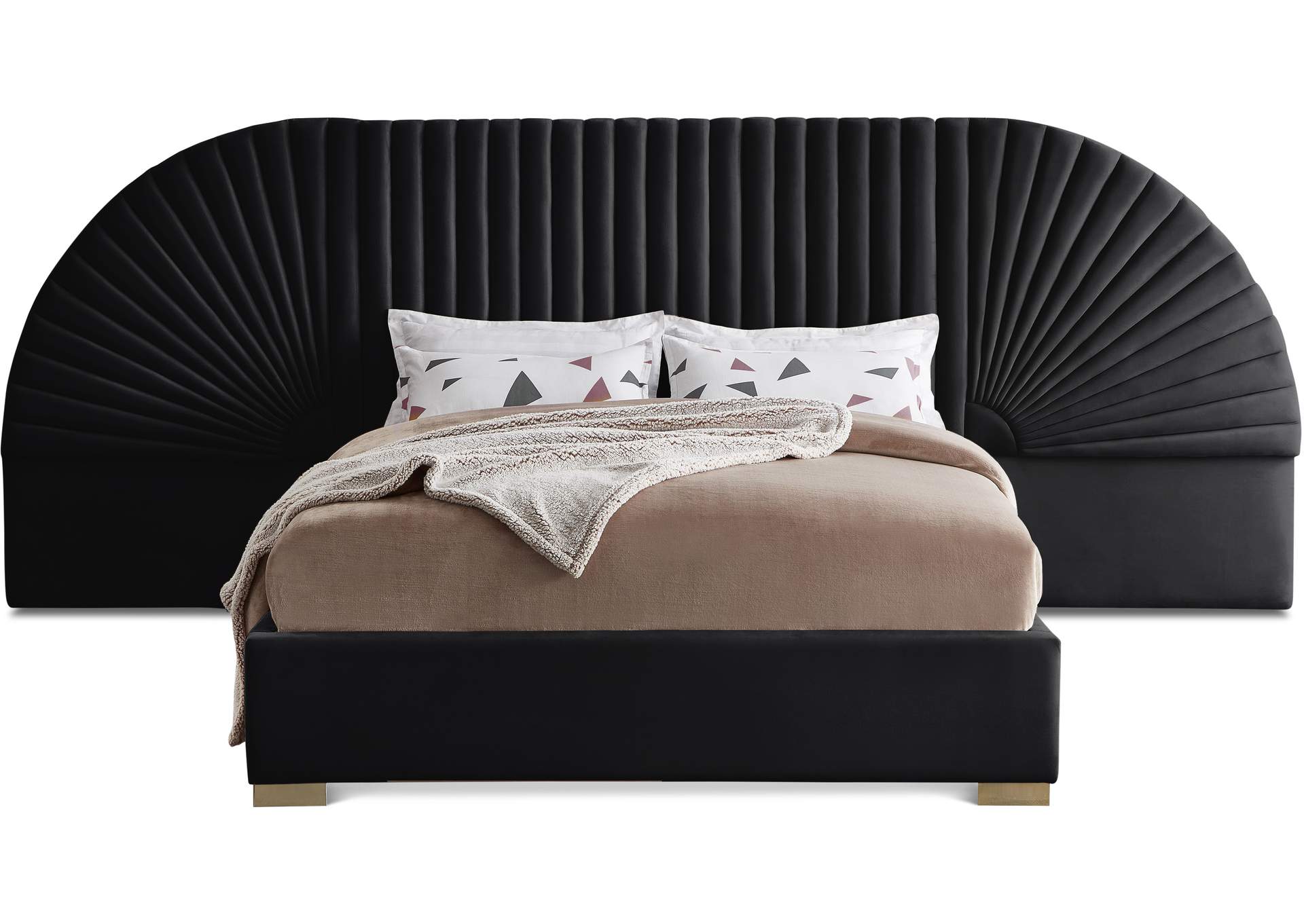 Cleo Black Velvet King Bed (3 Boxes),Meridian Furniture