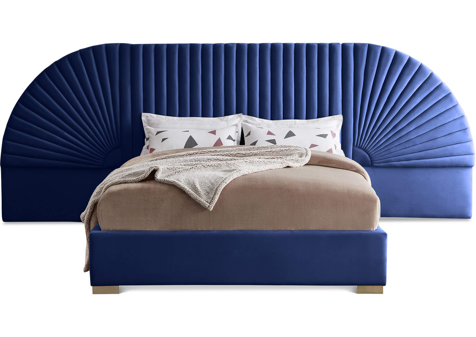 Cleo Navy Velvet King Bed (3 Boxes),Meridian Furniture