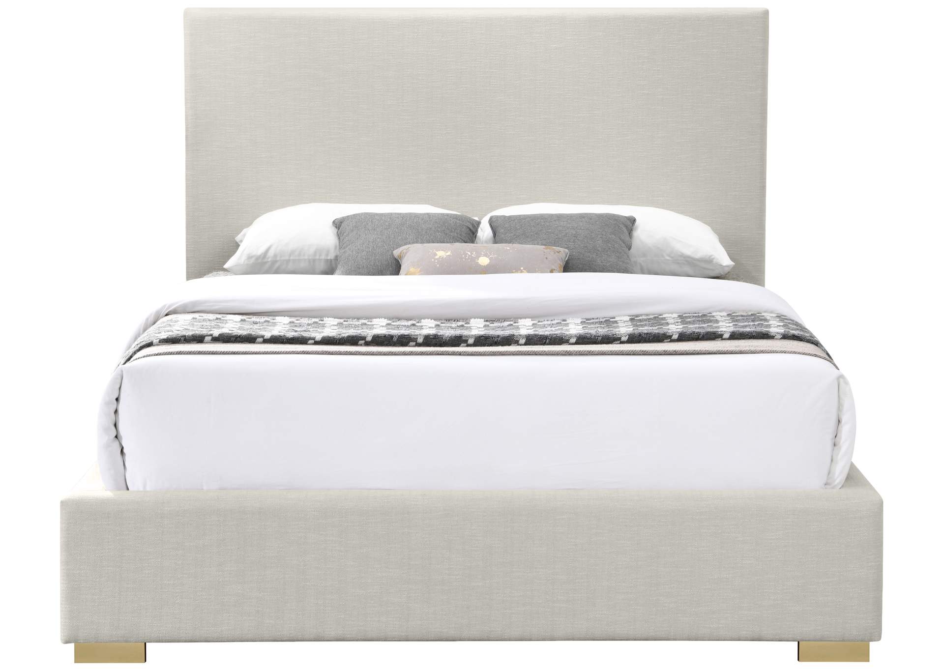 Crosby Beige Linen Textured Fabric King Bed,Meridian Furniture