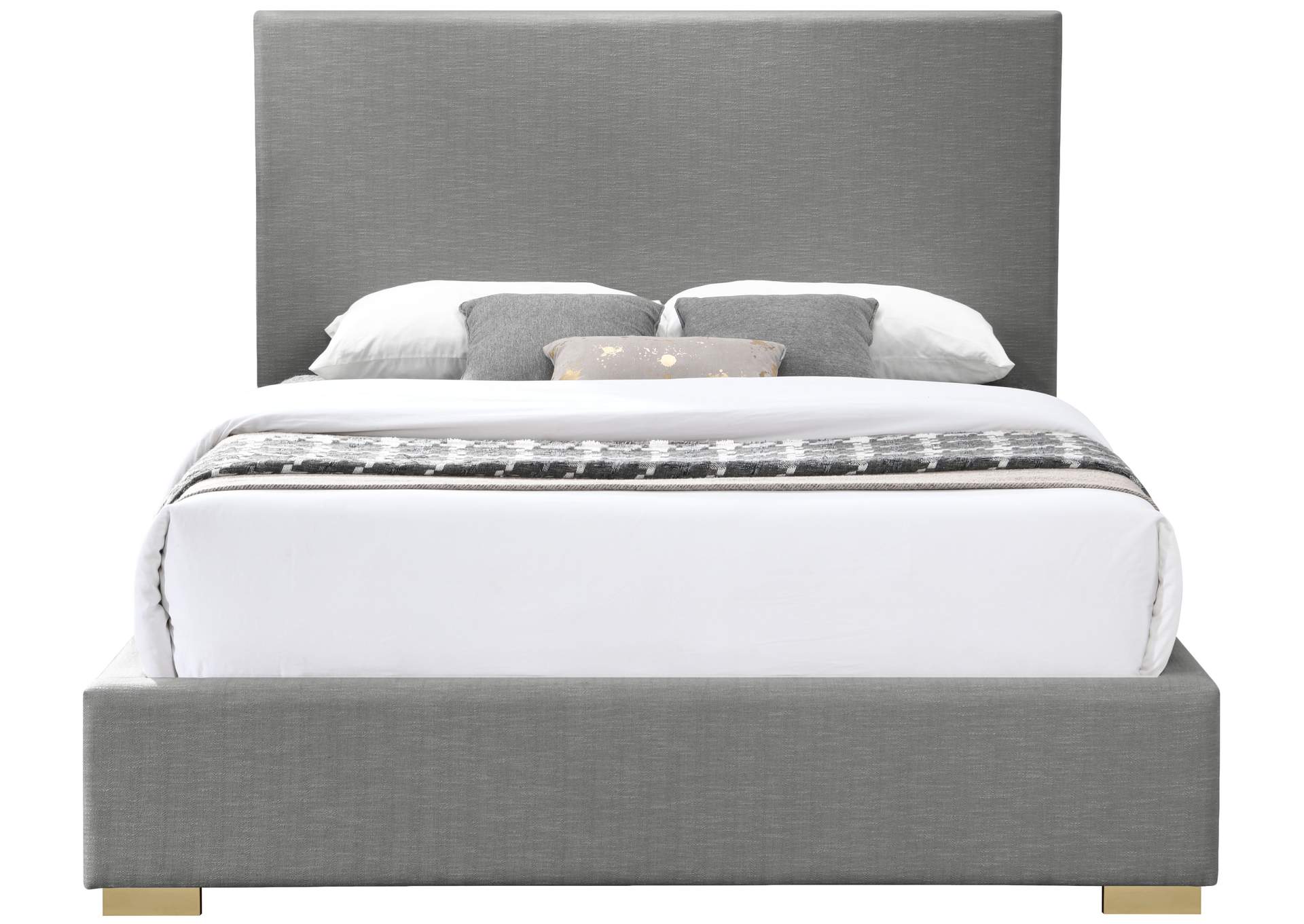 Crosby Grey Linen Textured Fabric King Bed,Meridian Furniture