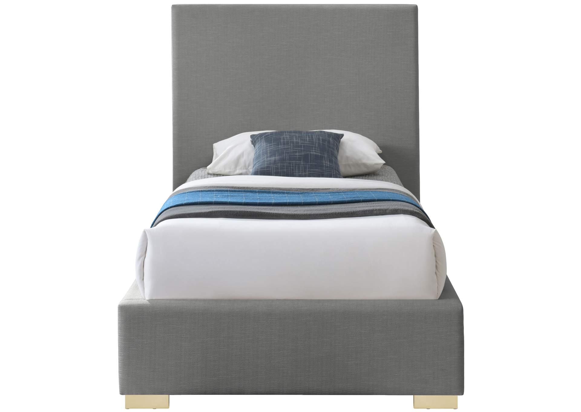 Crosby Grey Linen Textured Fabric Twin Bed,Meridian Furniture