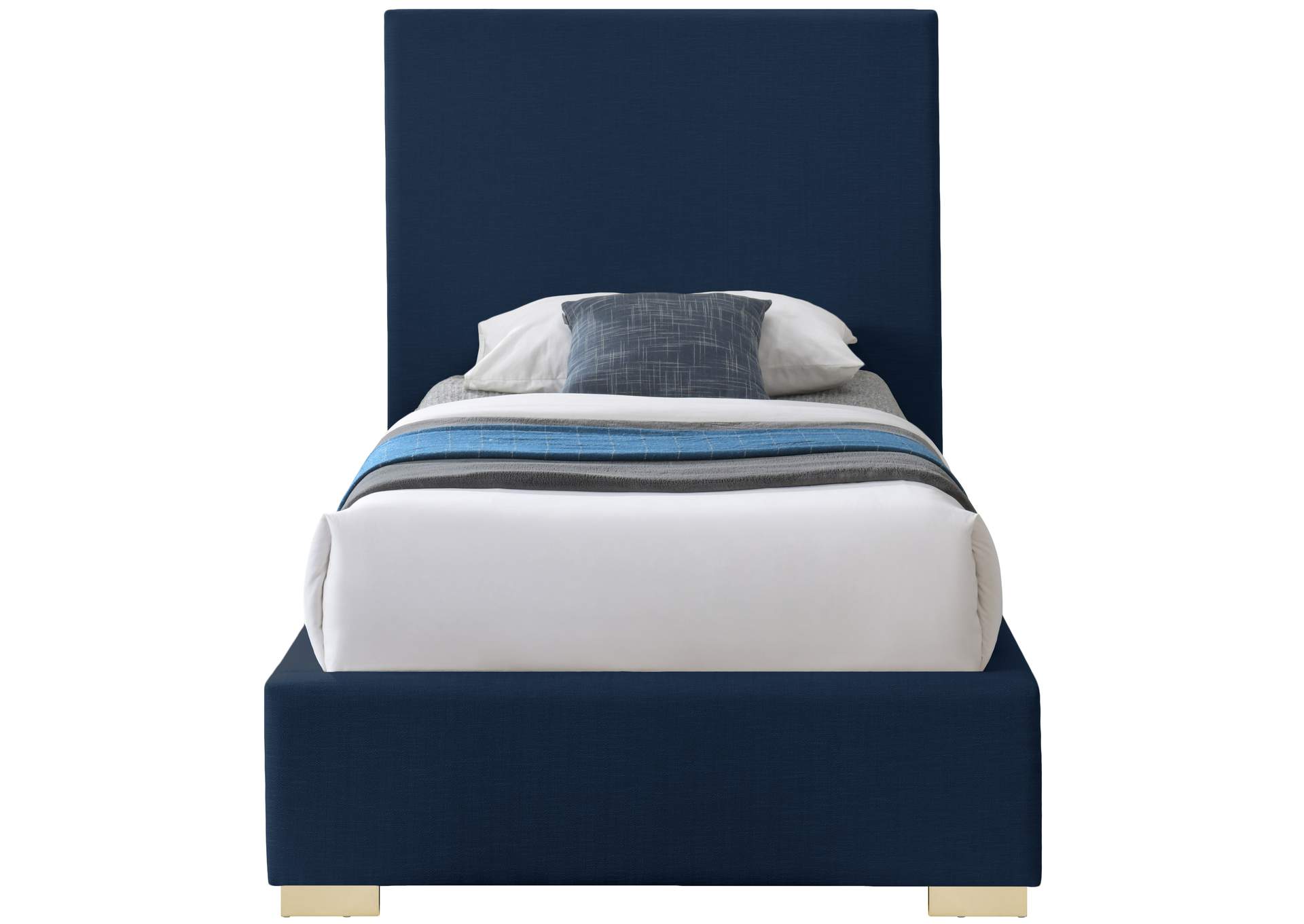 Crosby Navy Linen Textured Fabric Twin Bed,Meridian Furniture