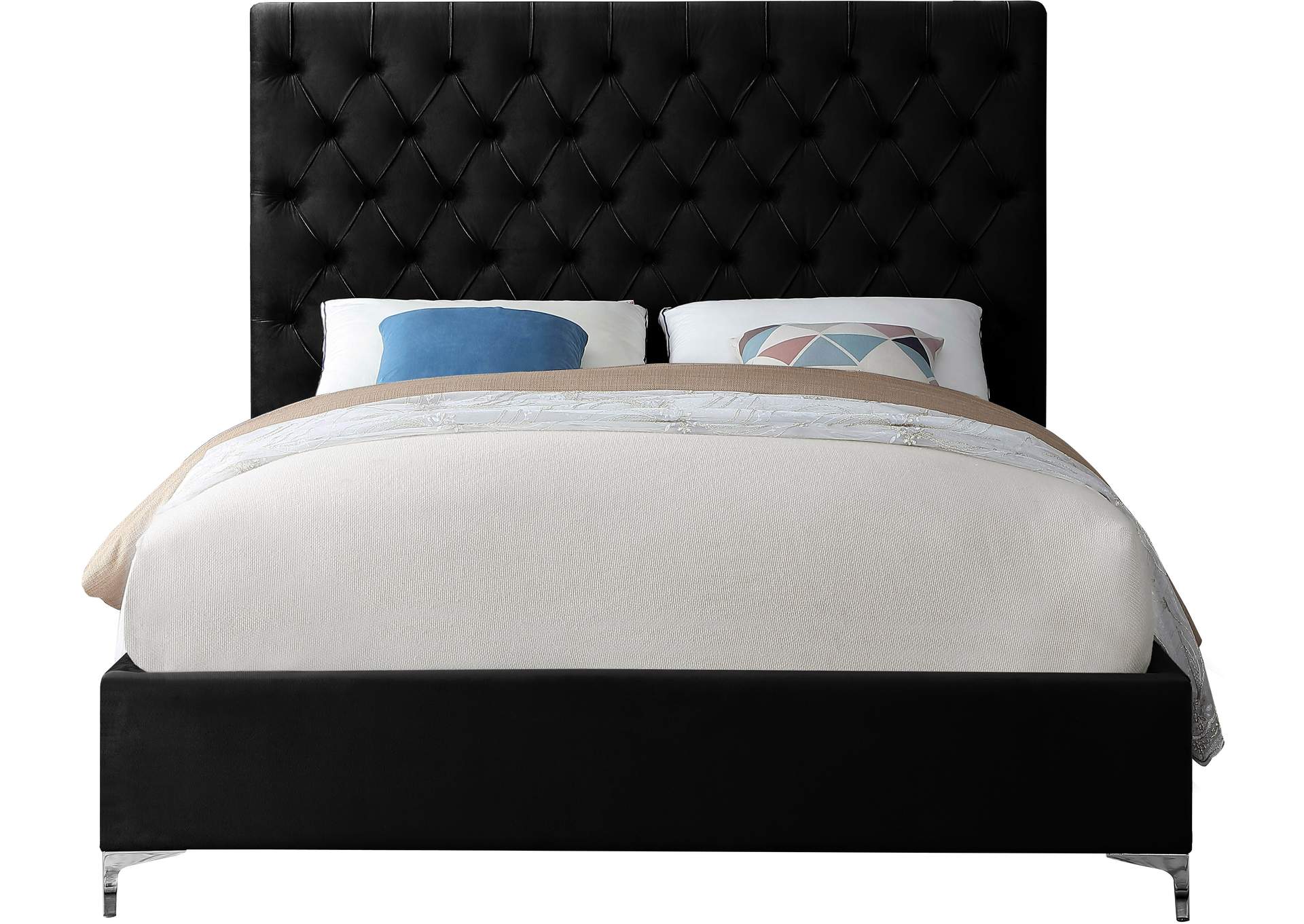 Cruz Black Velvet King Bed,Meridian Furniture