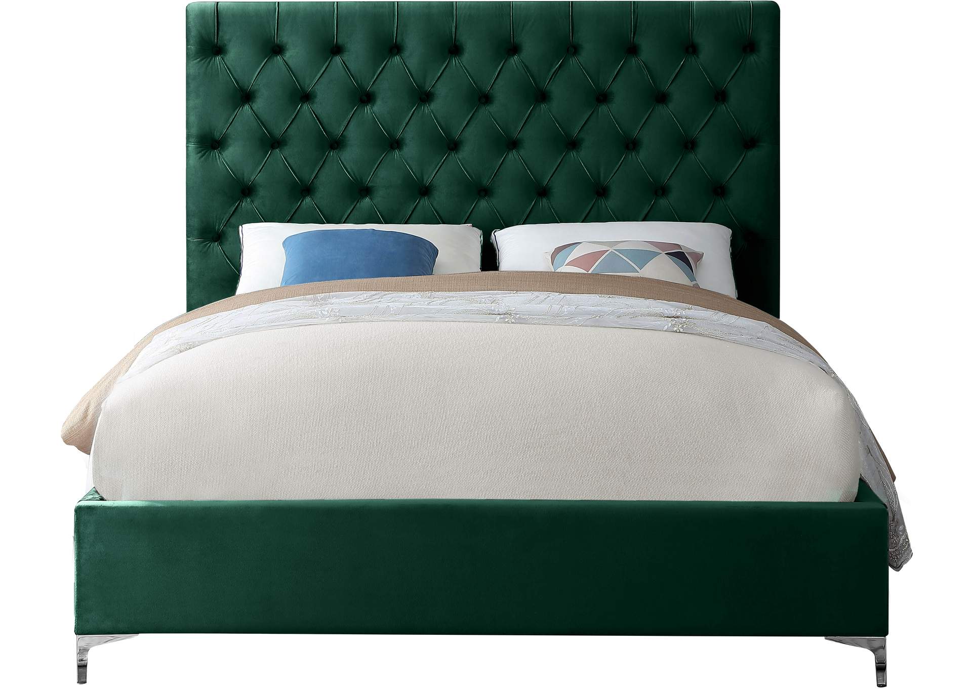 Cruz Green Velvet King Bed,Meridian Furniture