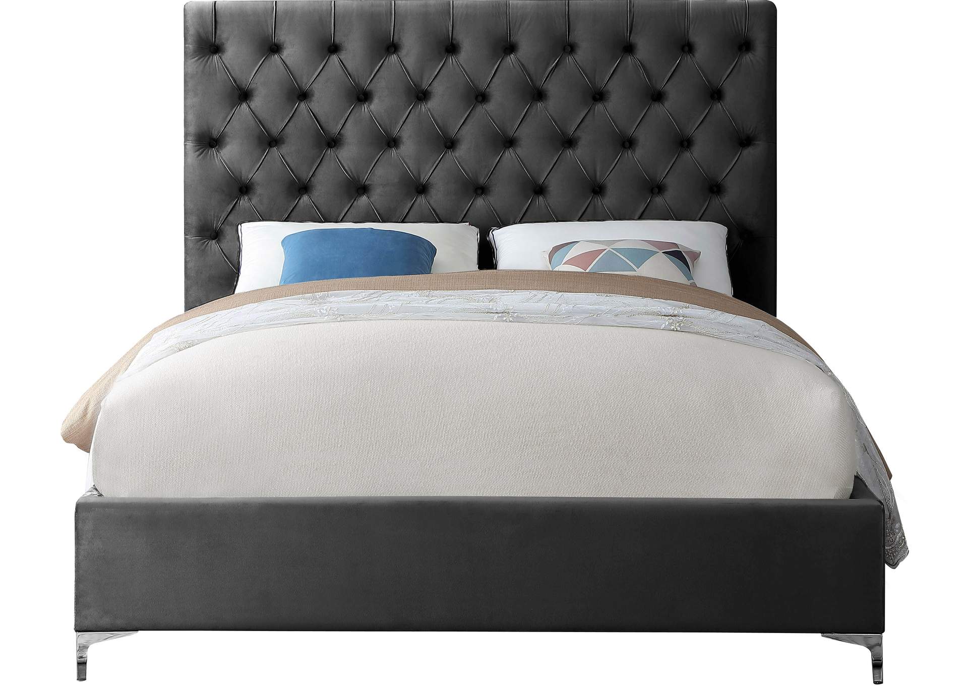 Cruz Grey Velvet Full Bed,Meridian Furniture