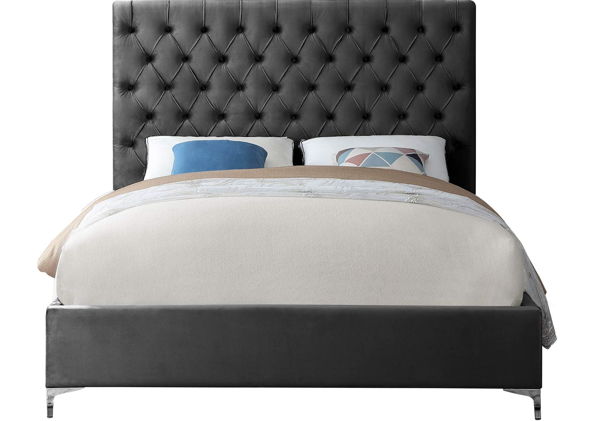 Cruz Grey Velvet King Bed,Meridian Furniture