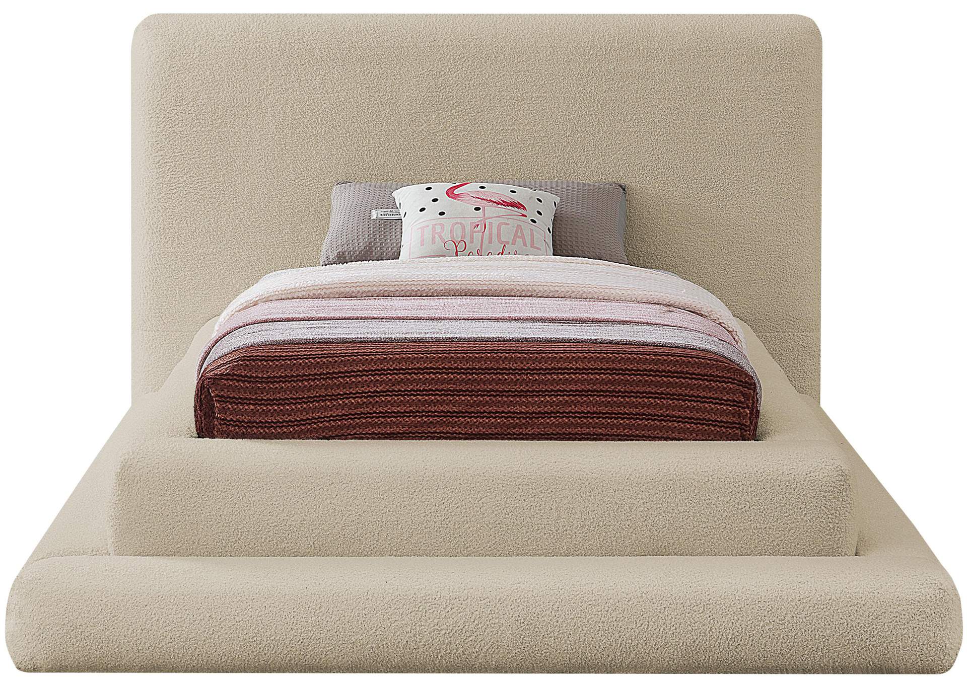 Dane Beige Teddy Fabric Twin Bed (3 Boxes),Meridian Furniture