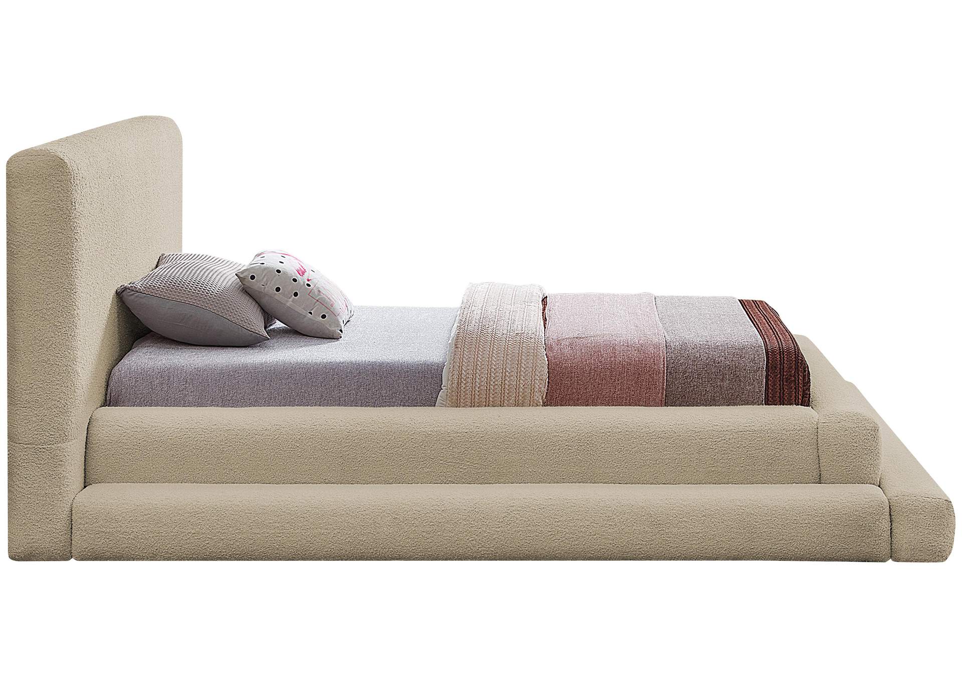 Dane Beige Teddy Fabric Twin Bed (3 Boxes),Meridian Furniture