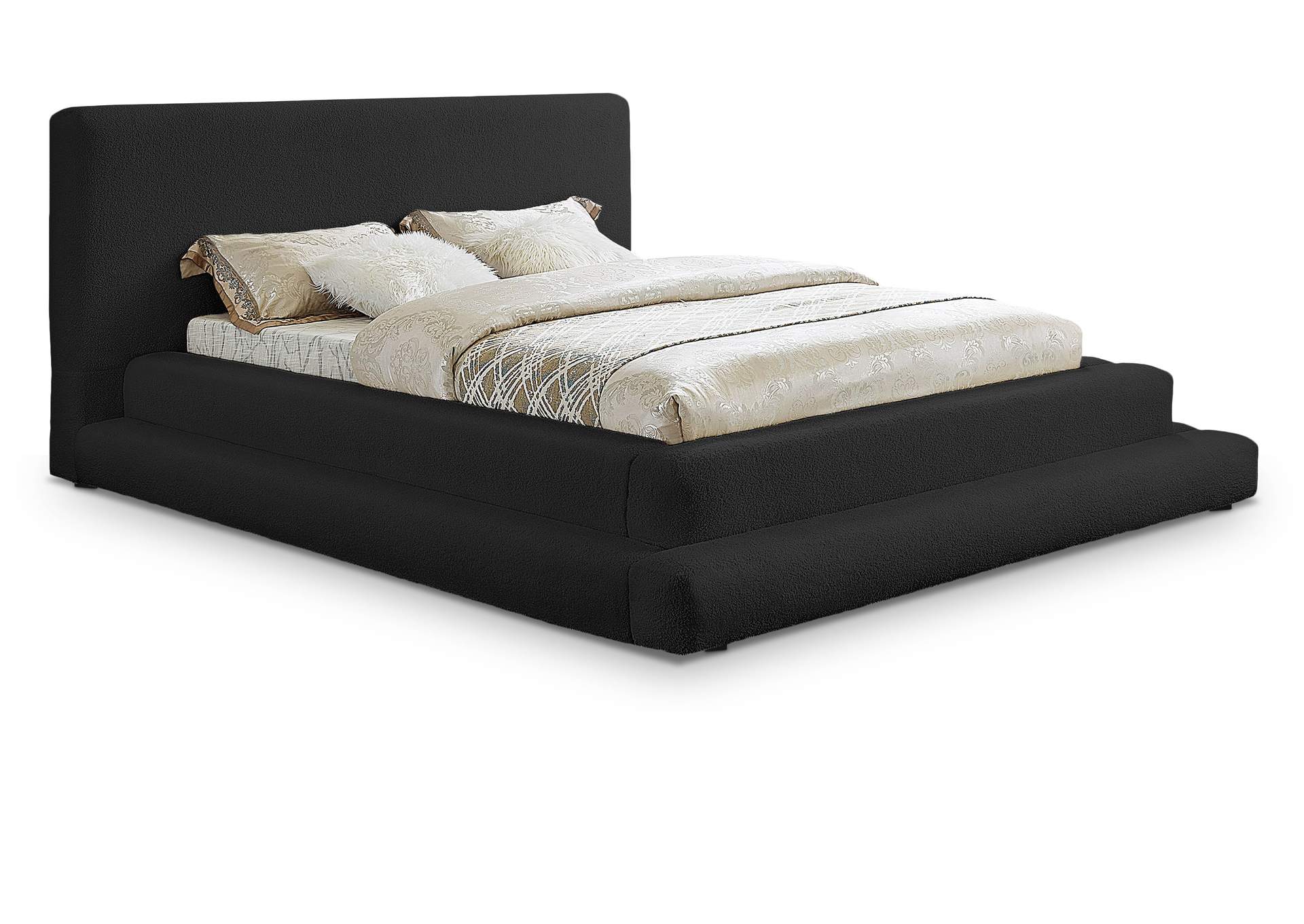 Dane Black Teddy Fabric Full Bed (3 Boxes),Meridian Furniture