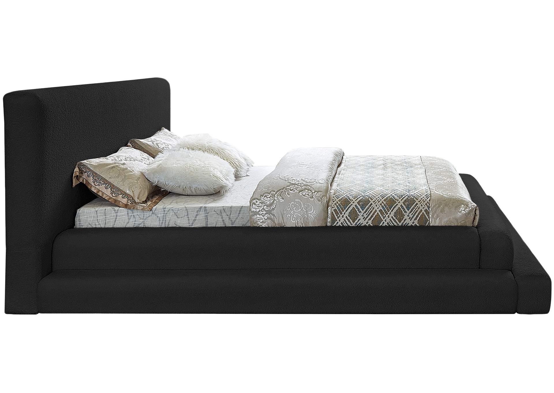 Dane Black Teddy Fabric Full Bed (3 Boxes),Meridian Furniture