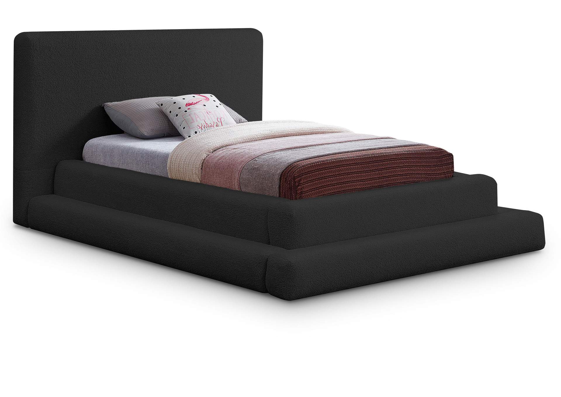 Dane Black Teddy Fabric Twin Bed (3 Boxes),Meridian Furniture