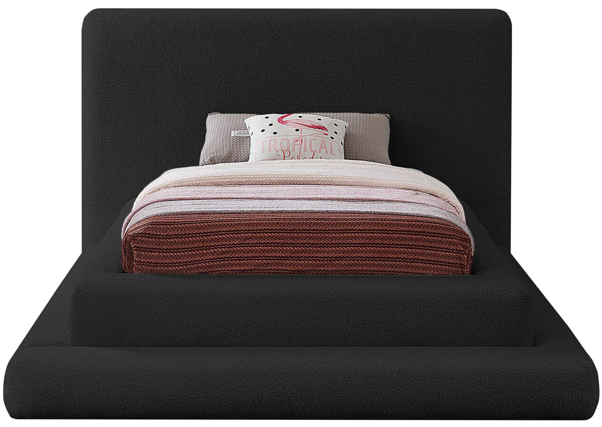 Dane Black Teddy Fabric Twin Bed (3 Boxes),Meridian Furniture