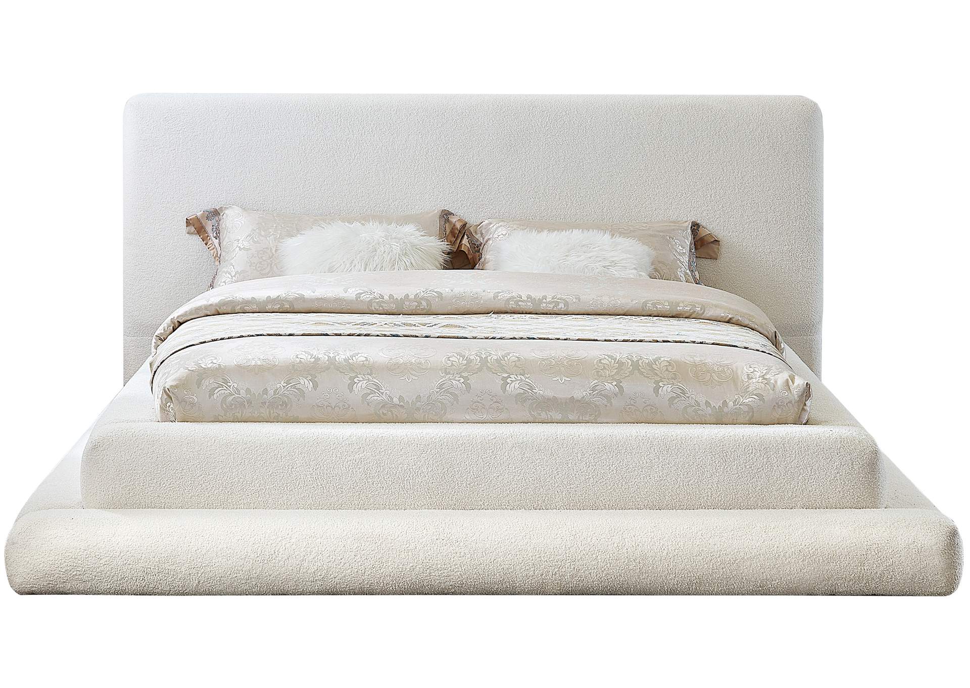 Dane Cream Teddy Fabric King Bed (3 Boxes),Meridian Furniture