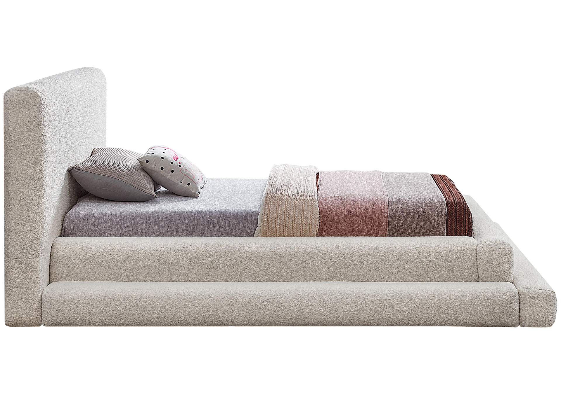 Dane Cream Teddy Fabric Twin Bed (3 Boxes),Meridian Furniture