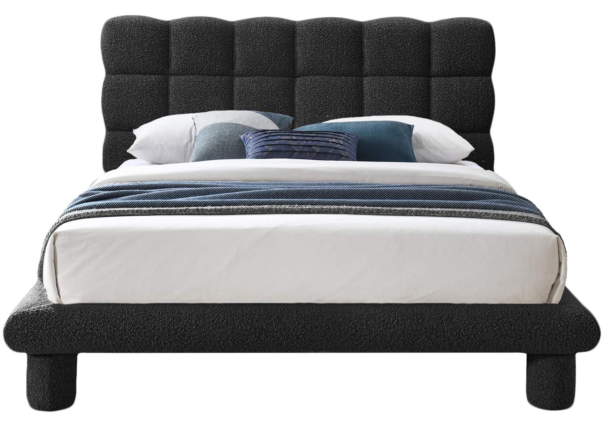 Deco Black Boucle Fabric Full Bed (3 Boxes),Meridian Furniture
