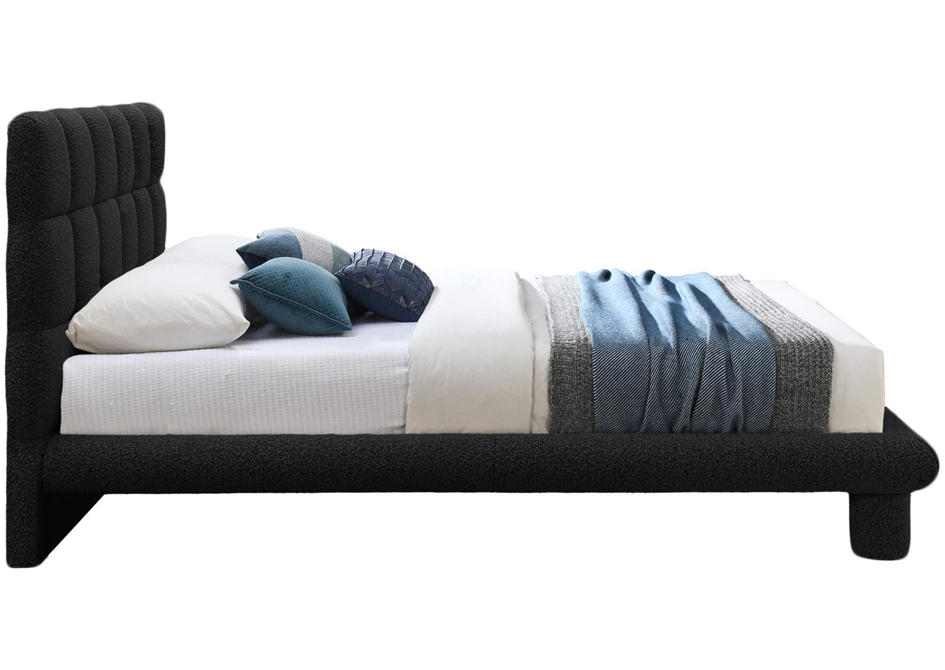 Deco Black Boucle Fabric Full Bed (3 Boxes),Meridian Furniture