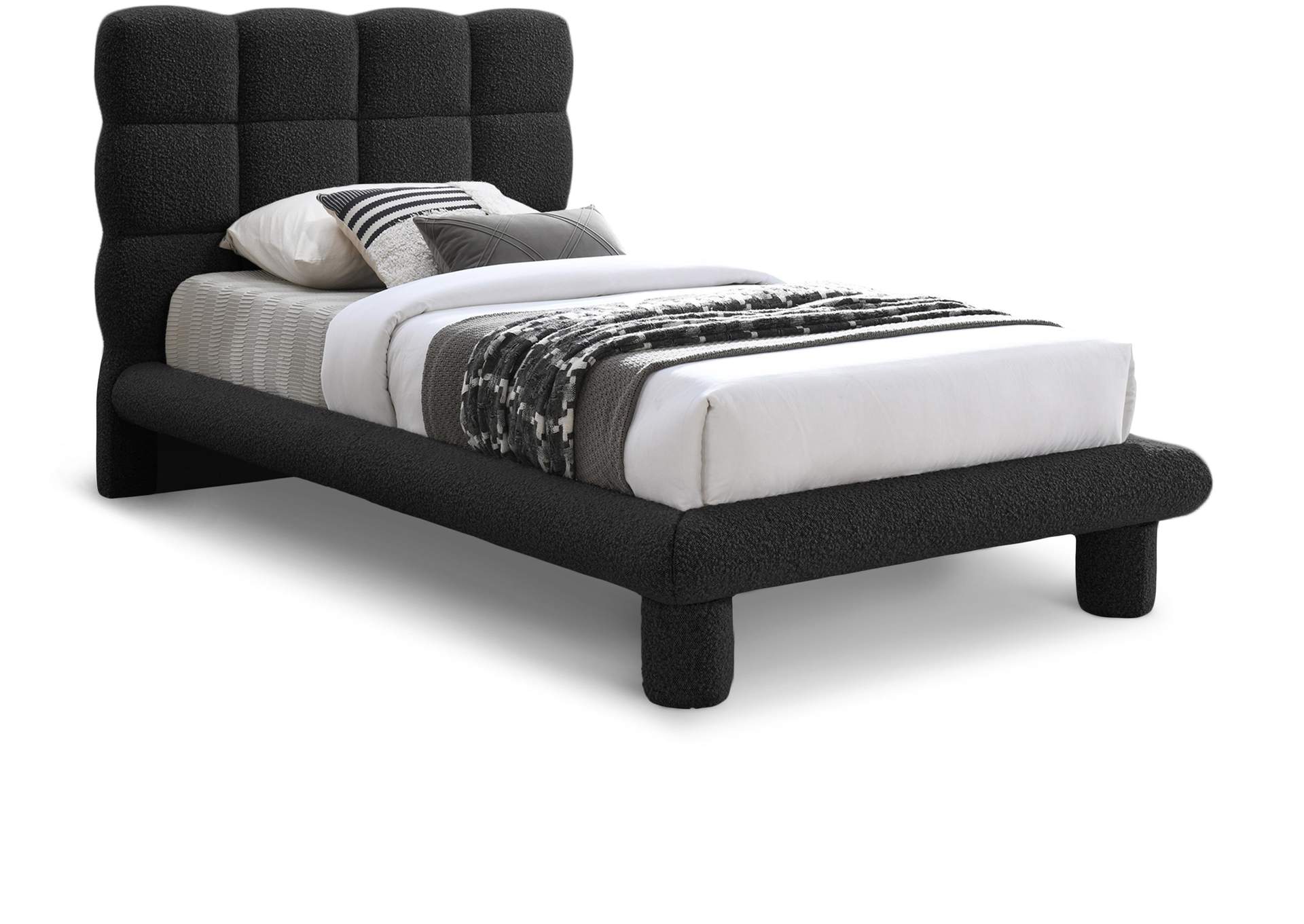 Deco Black Boucle Fabric Twin Bed (3 Boxes),Meridian Furniture