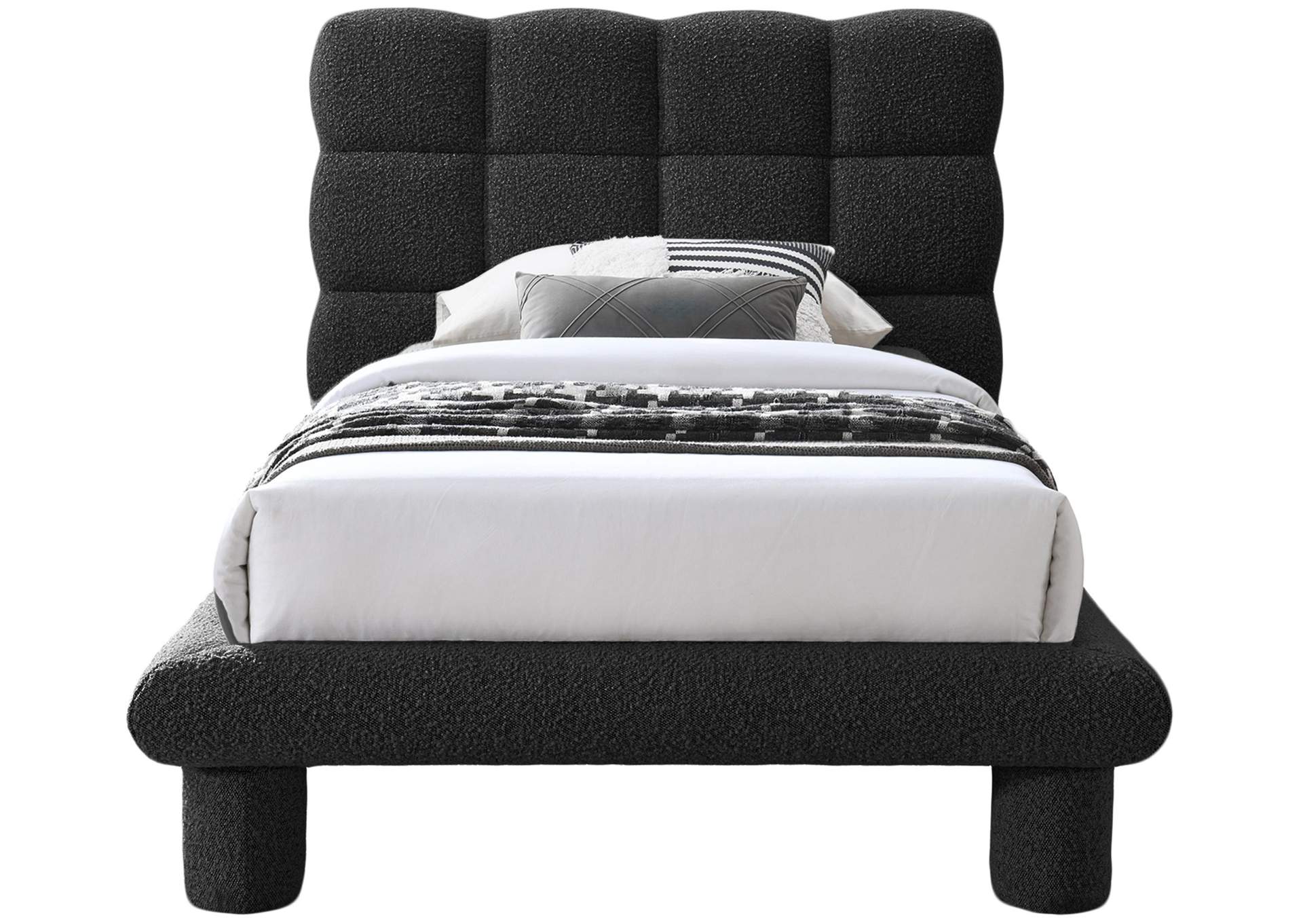 Deco Black Boucle Fabric Twin Bed (3 Boxes),Meridian Furniture