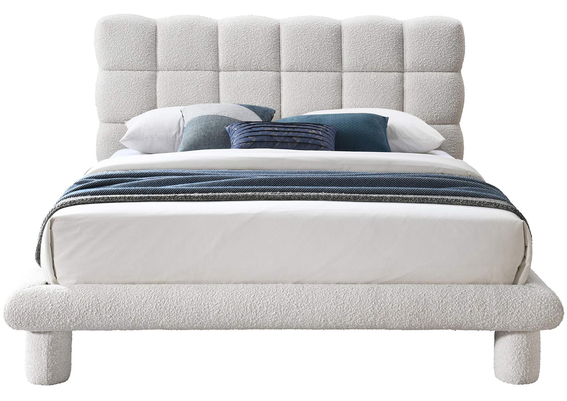 Deco Cream Boucle Fabric Full Bed (3 Boxes),Meridian Furniture