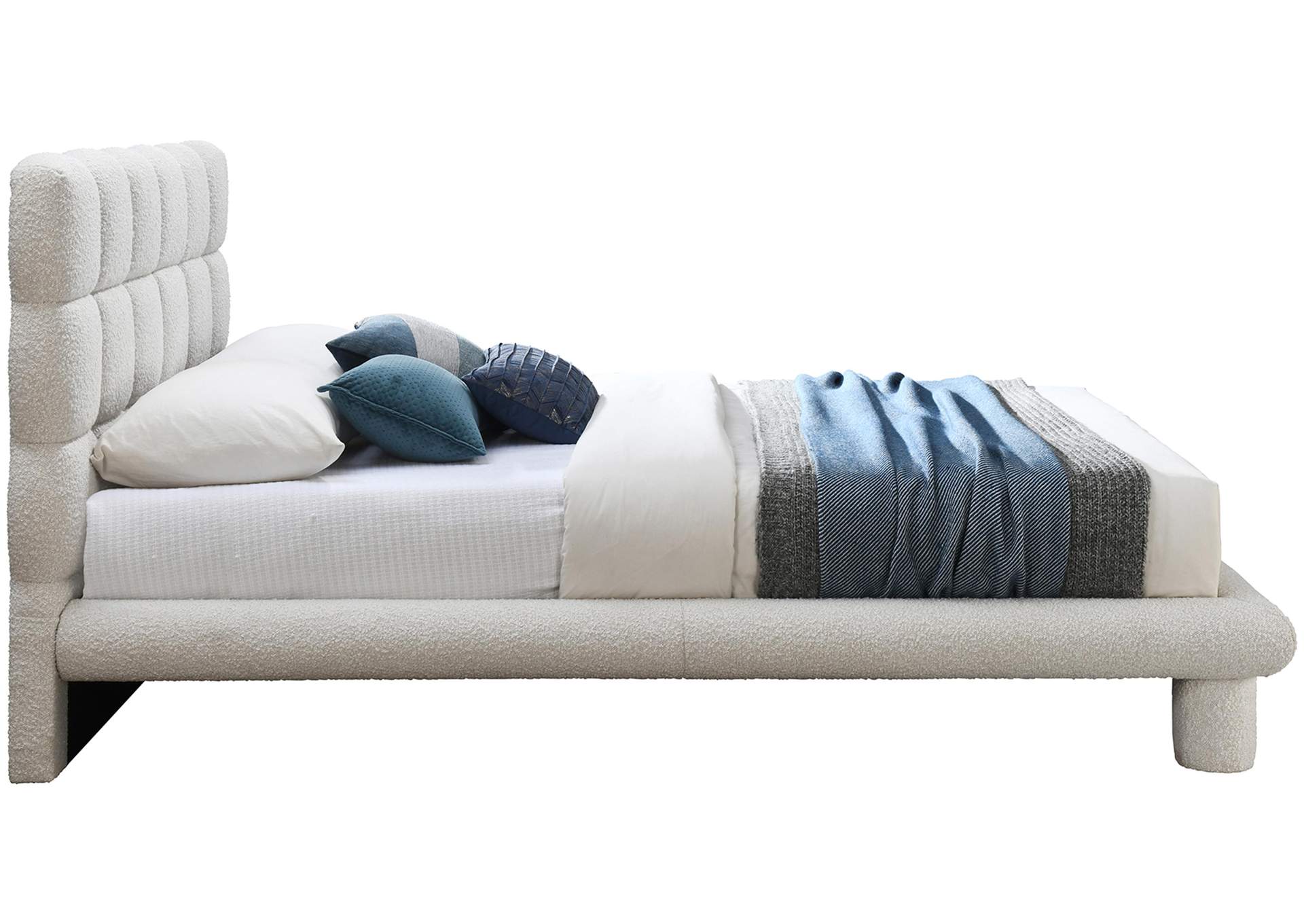 Deco Cream Boucle Fabric Full Bed (3 Boxes),Meridian Furniture