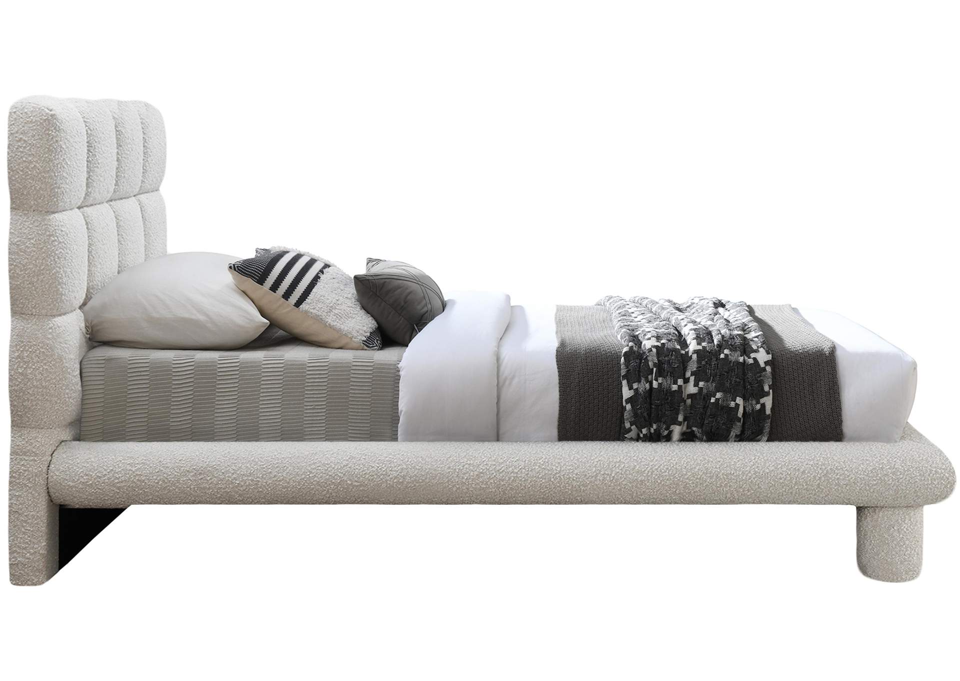 Deco Cream Boucle Fabric Twin Bed (3 Boxes),Meridian Furniture